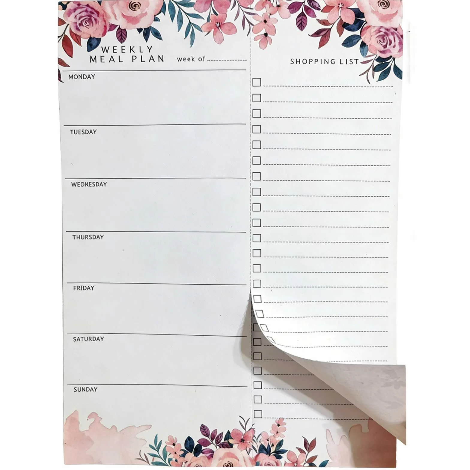 Bloc-notes magnétiques B5 52 feuilles perforées pour planificateur de repas et liste de courses
