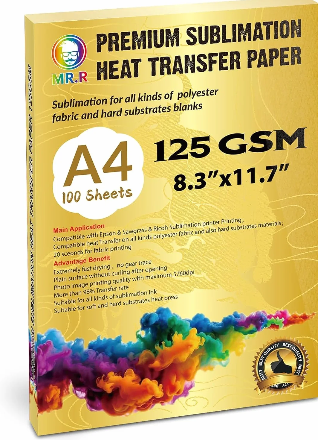 Papier transfert sublimation A4 125gsm 100 feuilles compatible Epson Sawgrass