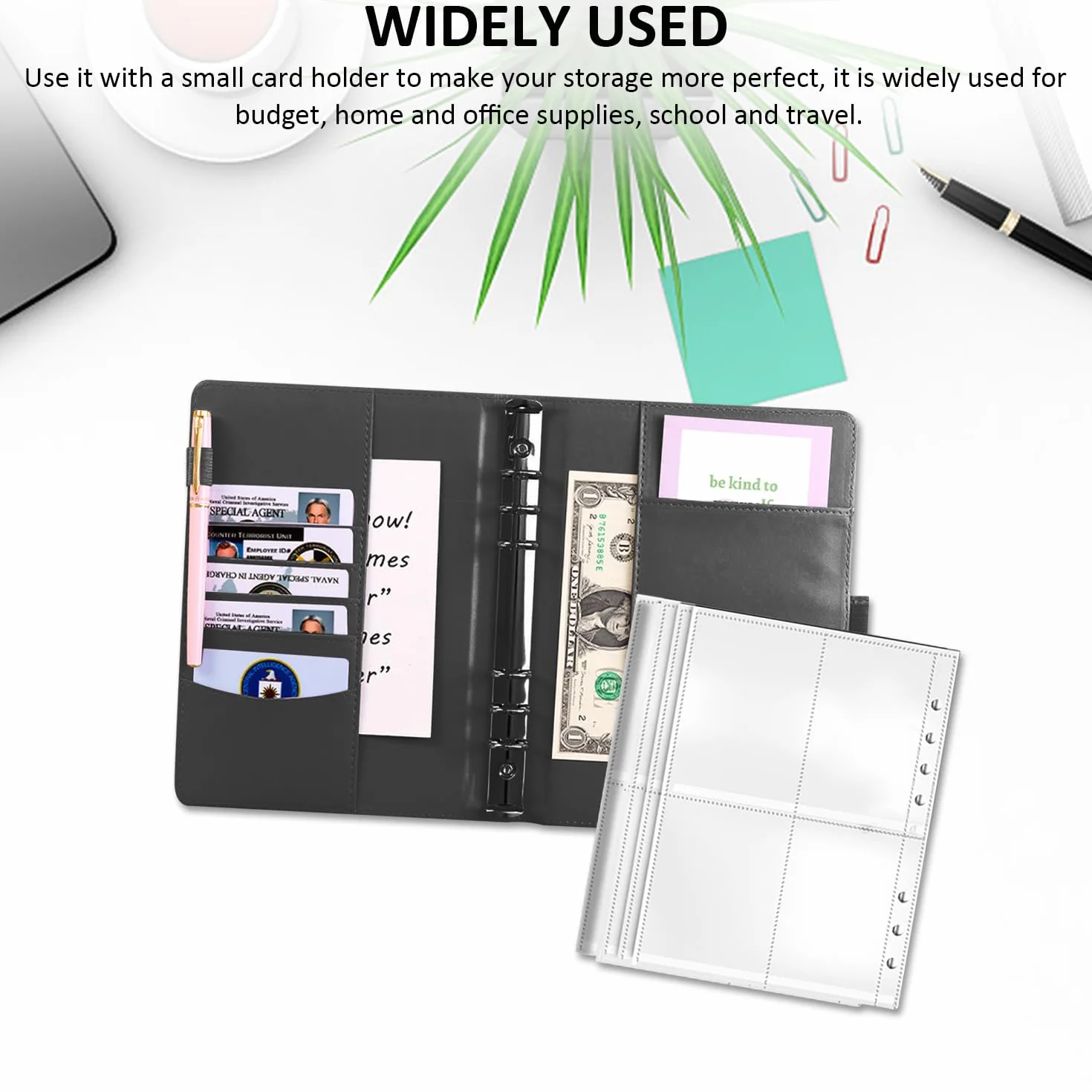 Classeur noir A5 25 feuilles carré grille livre conservation photo budget gestion argent