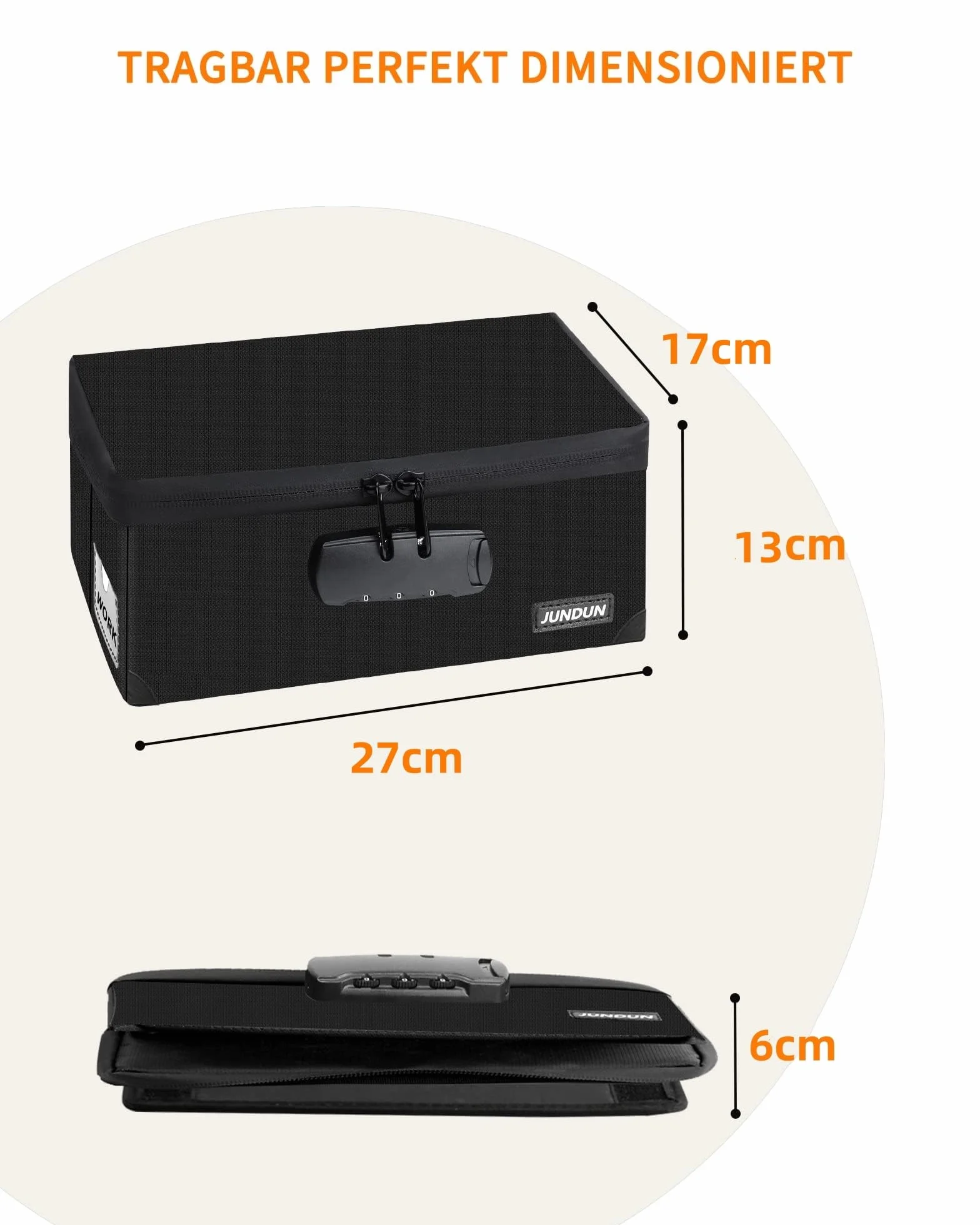 Boîte de rangement pliable avec serrure pour 1200 cartes A6 15,2 x 10,2 cm Noir