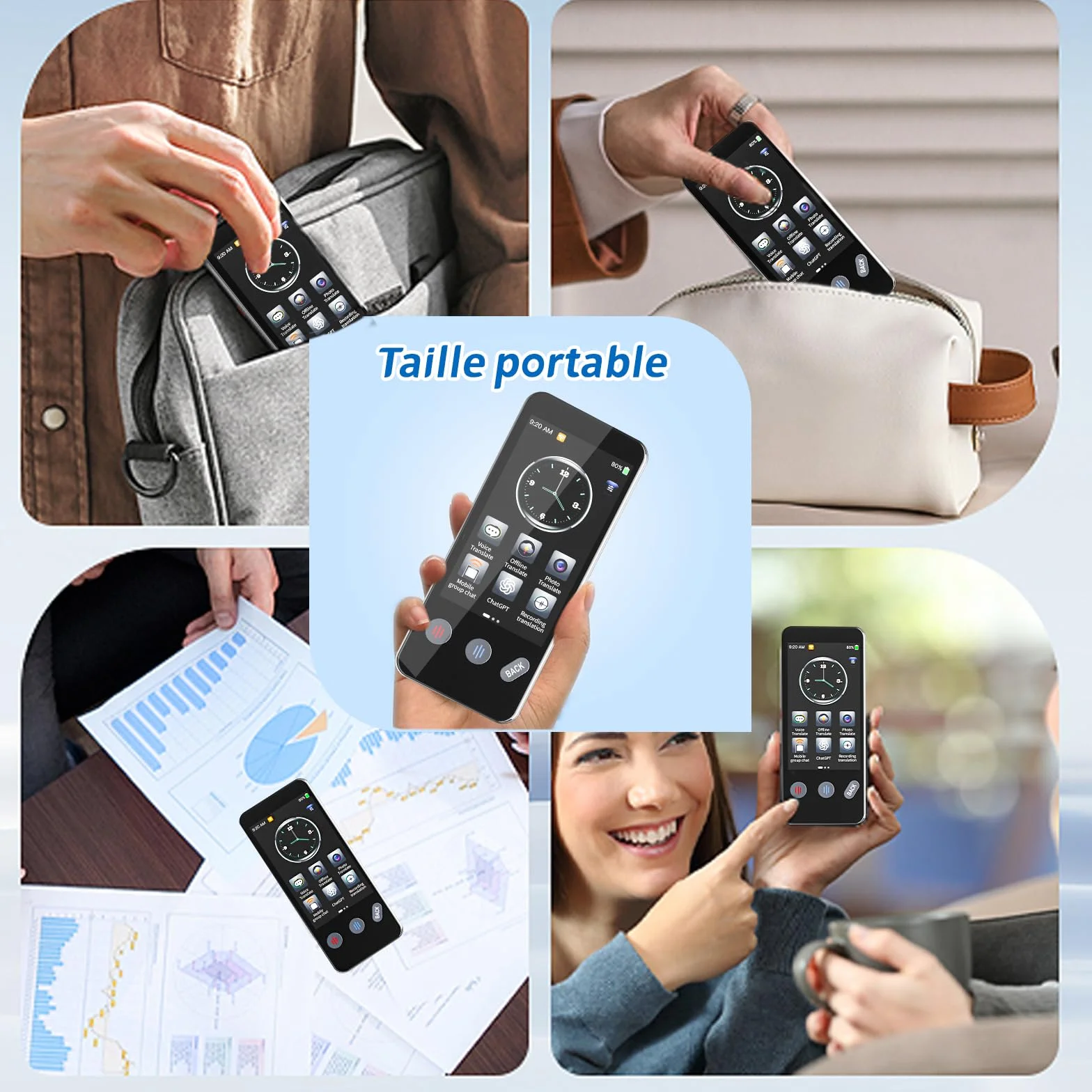Traducteur AI Intelligent 143 Langues, Traduction Hors Ligne et Bidirectionnelle Instantanée, Cadeaux Voyage