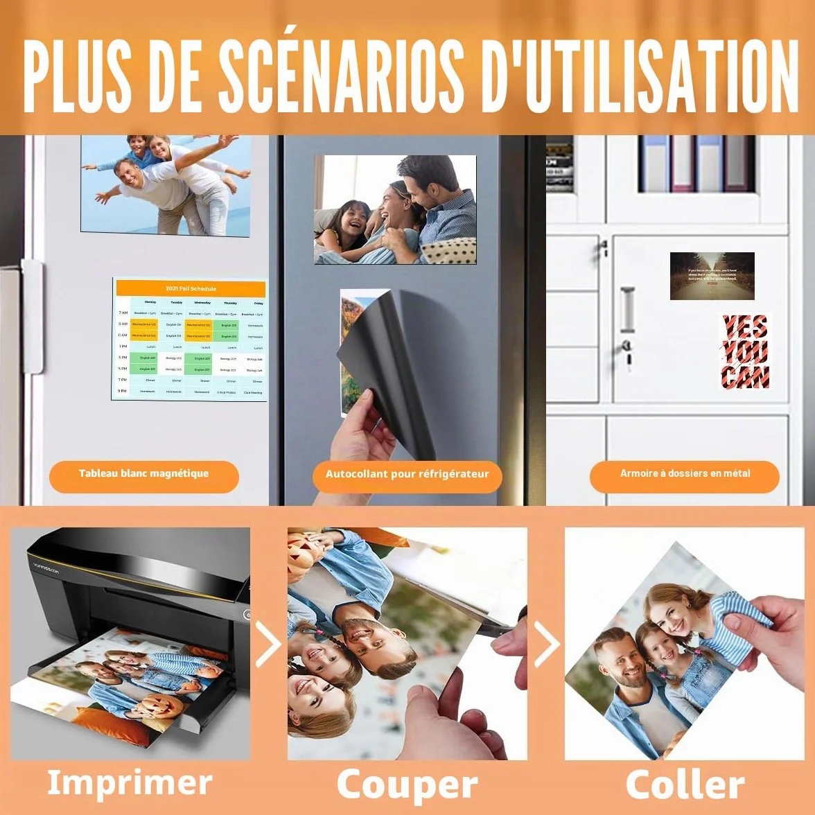 LLPT Papier Magnétique Imprimable 12 Feuilles Mat 15x21cm pour Imprimante Jet d'Encre