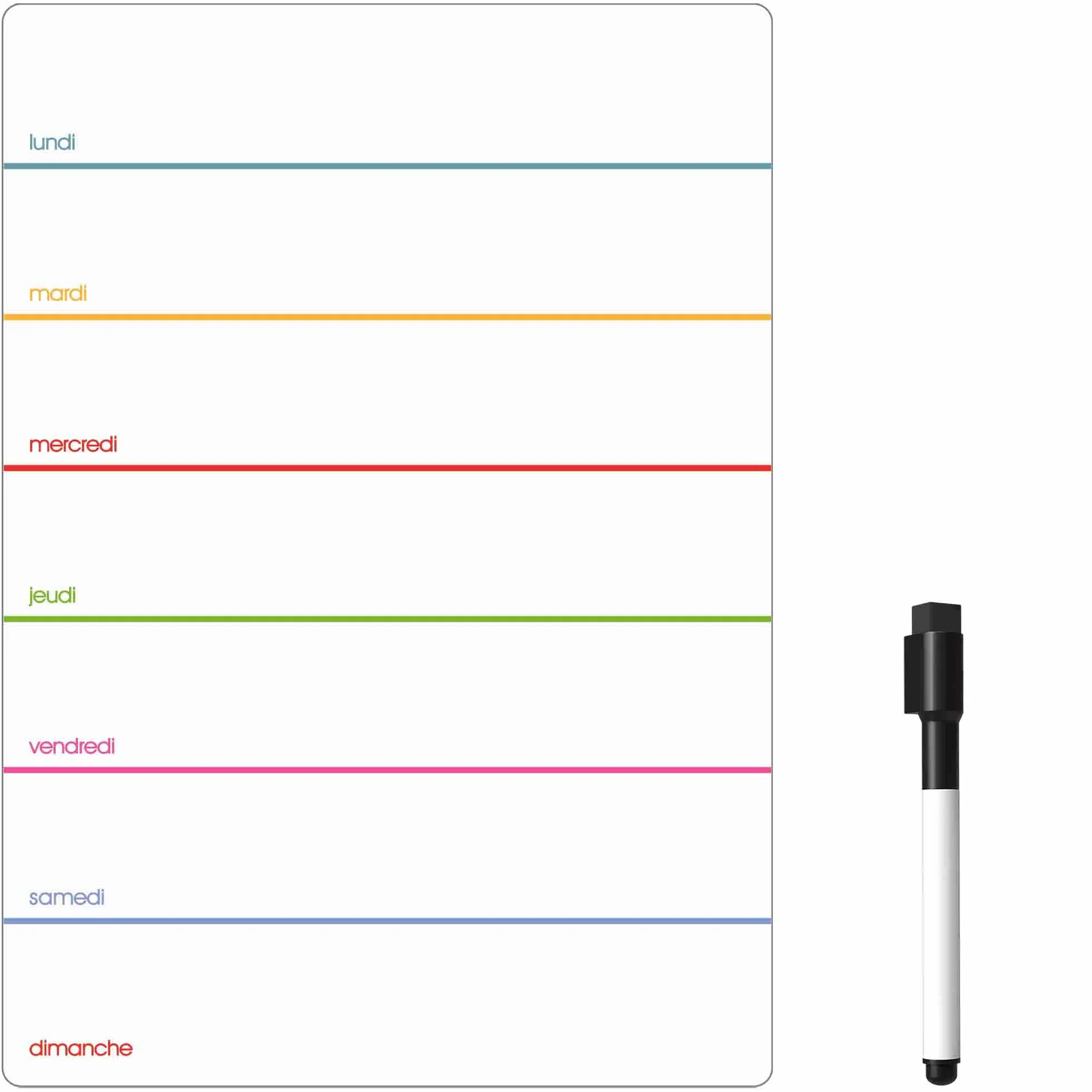 Tableau Blanc Effaçable Magnétique Semainier 30x21cm A4 Multicolore Organisation Familiale