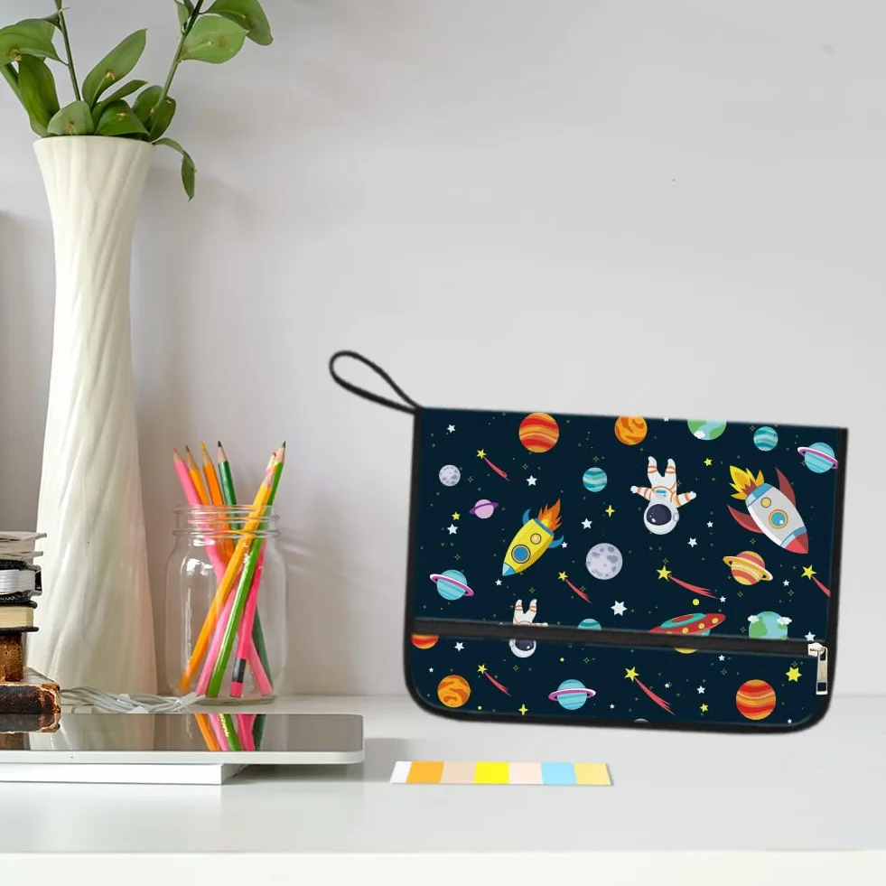 WEBEEDY Classeur à Soufflet Star Rocket Planets Astronaut 13 Pochettes A4 Organiseur Documents Portable