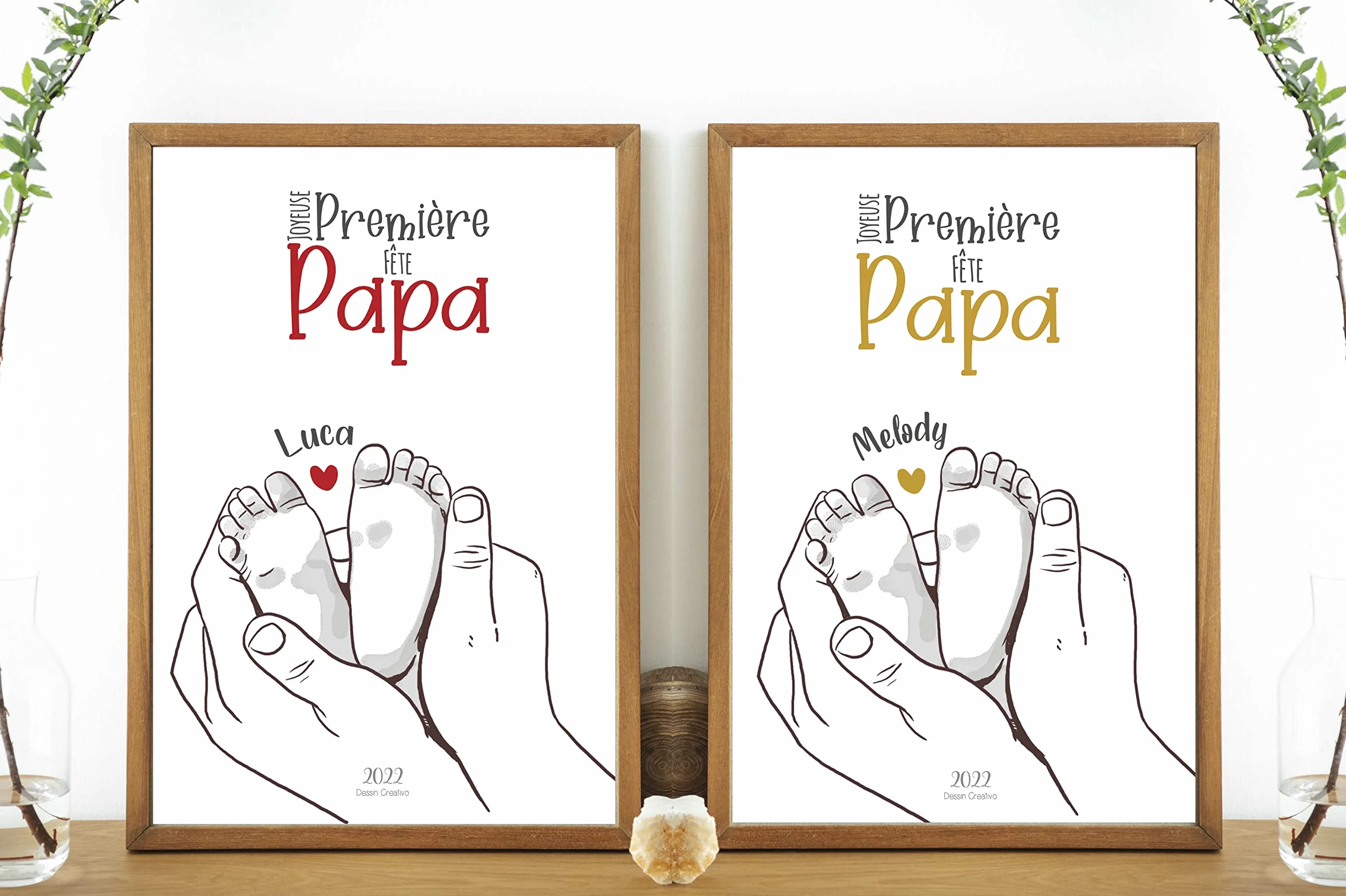 Affiche Joyeuse 1ère Fête Papa Personnalisée Carte Cadeau Fête des Pères Original