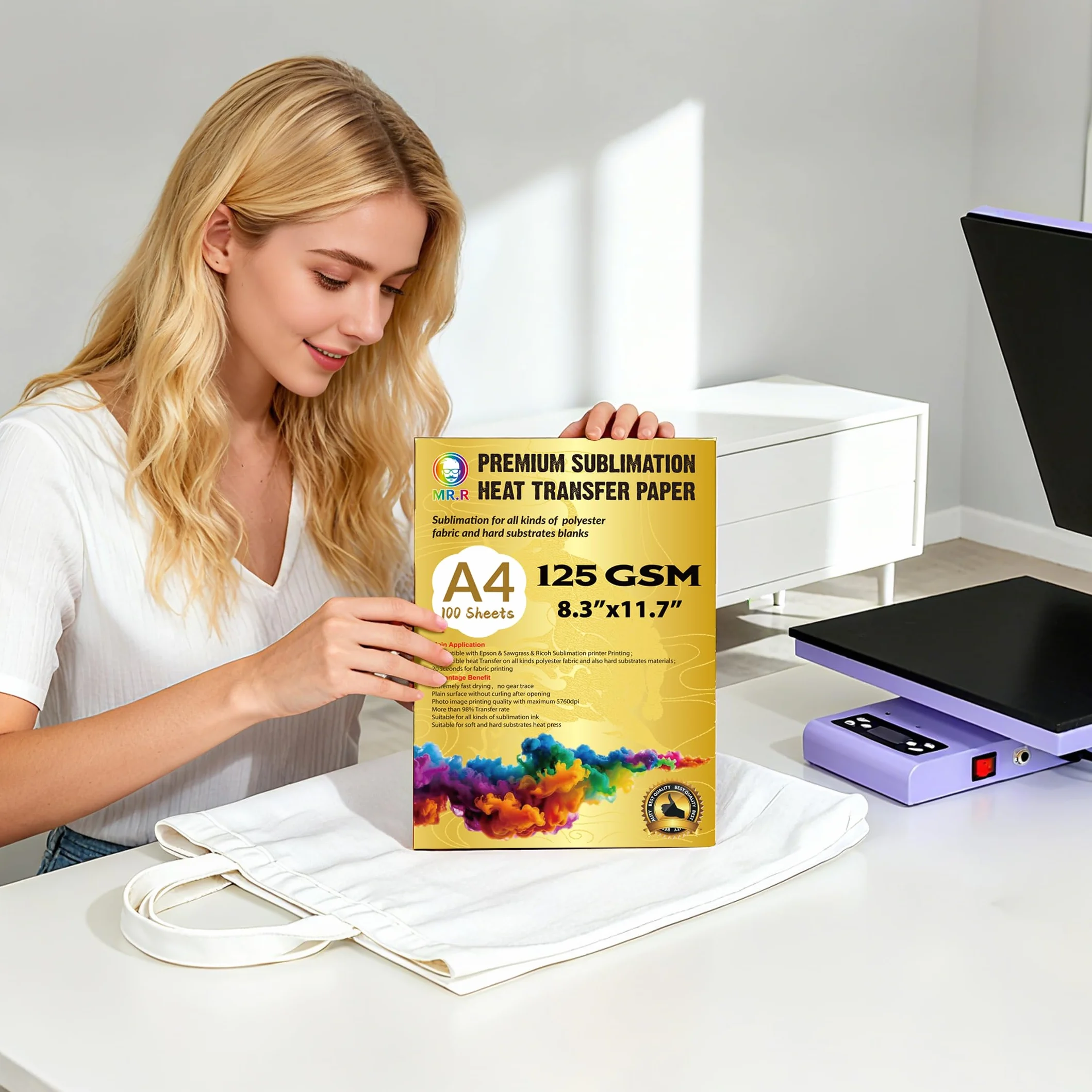 Papier transfert sublimation A4 125gsm 100 feuilles compatible Epson Sawgrass