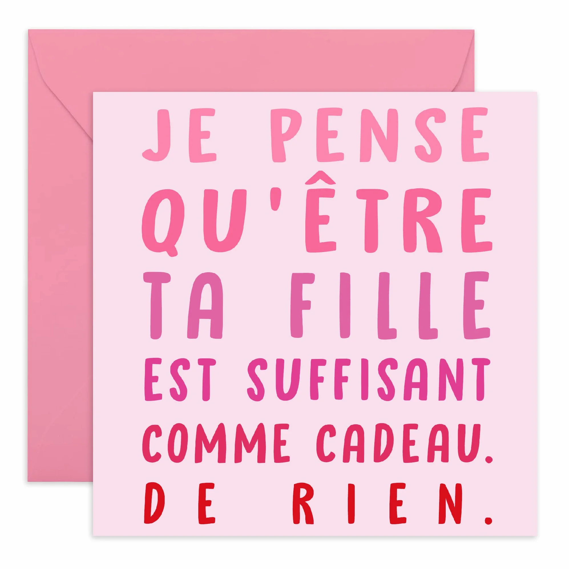 Carte Fête des Mères – Être ta fille est déjà un cadeau – Carte humoristique design typographie moderne avec autocollants