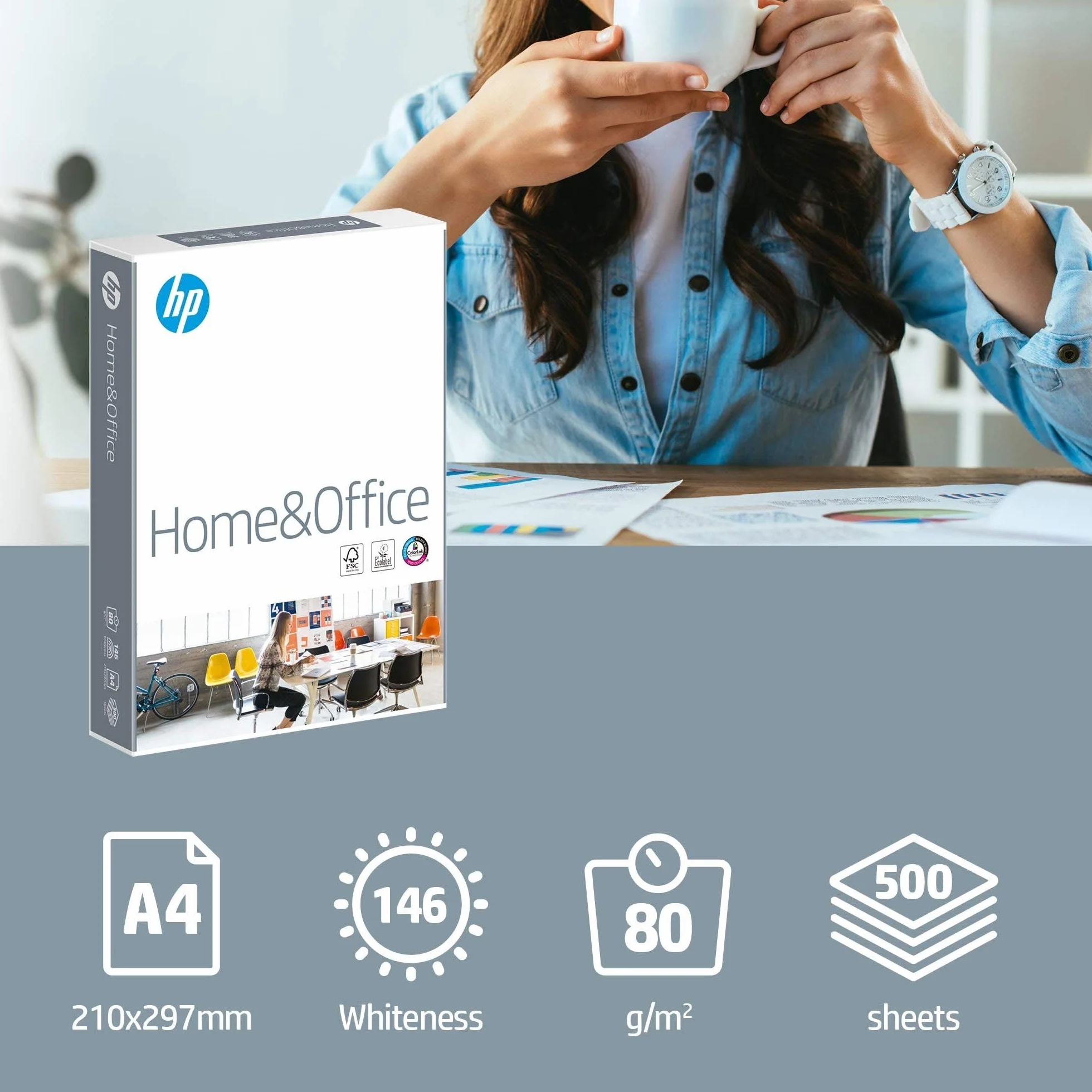 HP Papier Multifonction Blanc A4 80 g/m² Carton 2500 Feuilles