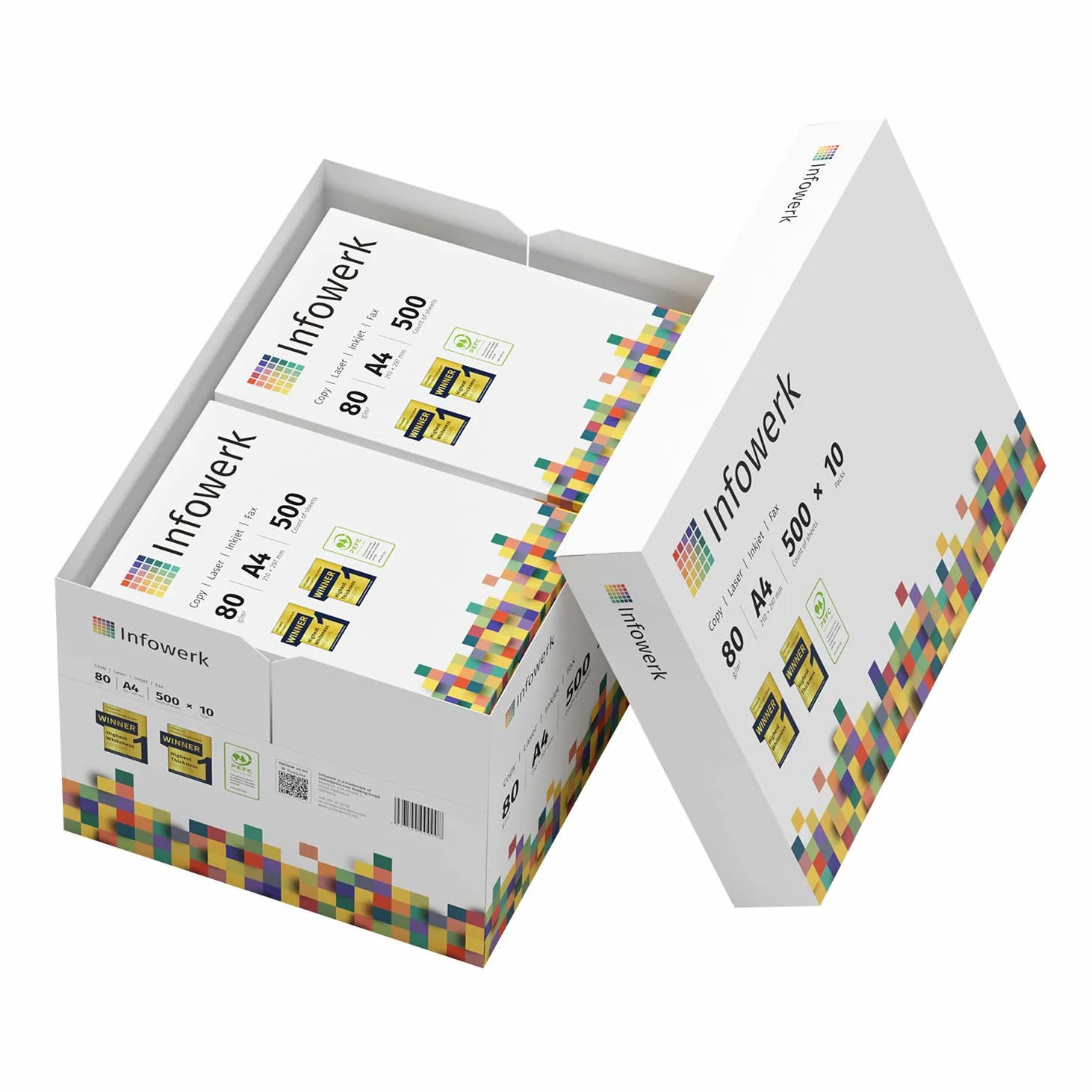 Papier A4 80 g/m² 5000 feuilles lot PEFC blanc CIE 160 pour imprimante photocopieuse