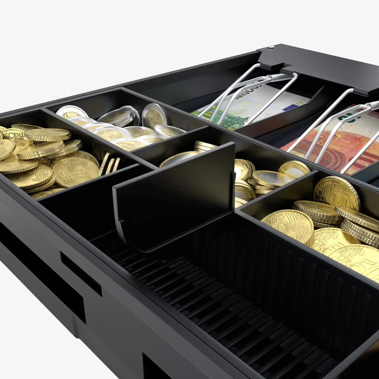 ACROPAQ Plateau de tiroir-caisse 41 cm 36x32x6 cm 4 compartiments monnaies 8 compartiments billets Noir