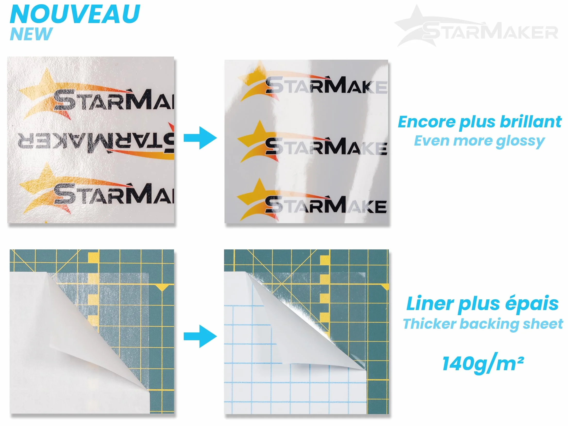 Film de lamination à froid BRILLANT 10 feuilles A4 22x31cm auto-adhésif pour photo