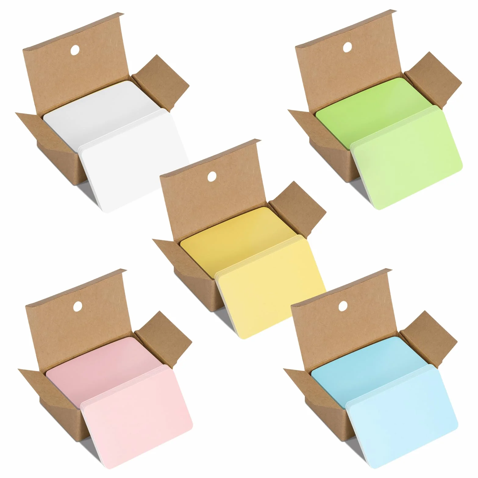 Cartes Vierges Couleur 500 Pièces Papier Kraft Colorées Flash Cards Note Carte Double Face DIY