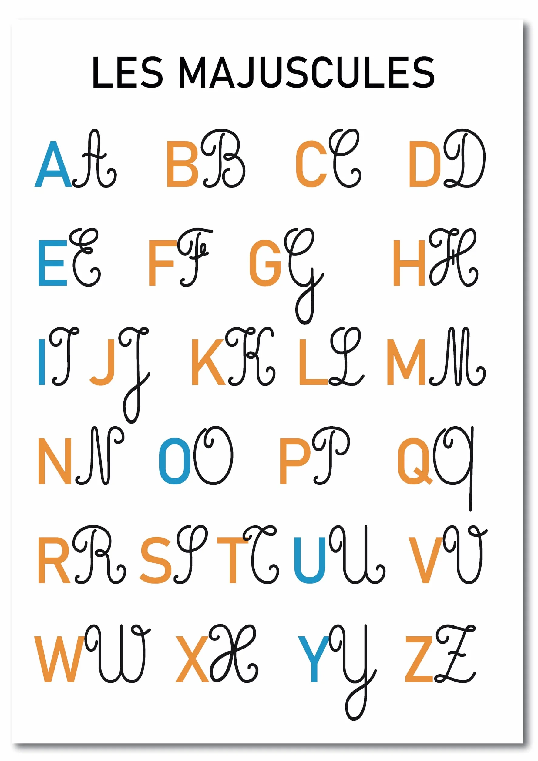 Affiches Pédagogiques A3 Alphabet Cursive Majuscules Minuscules Voyelles Consonnes Mois Saisons Posters Éducatifs Maternelle CP CE1
