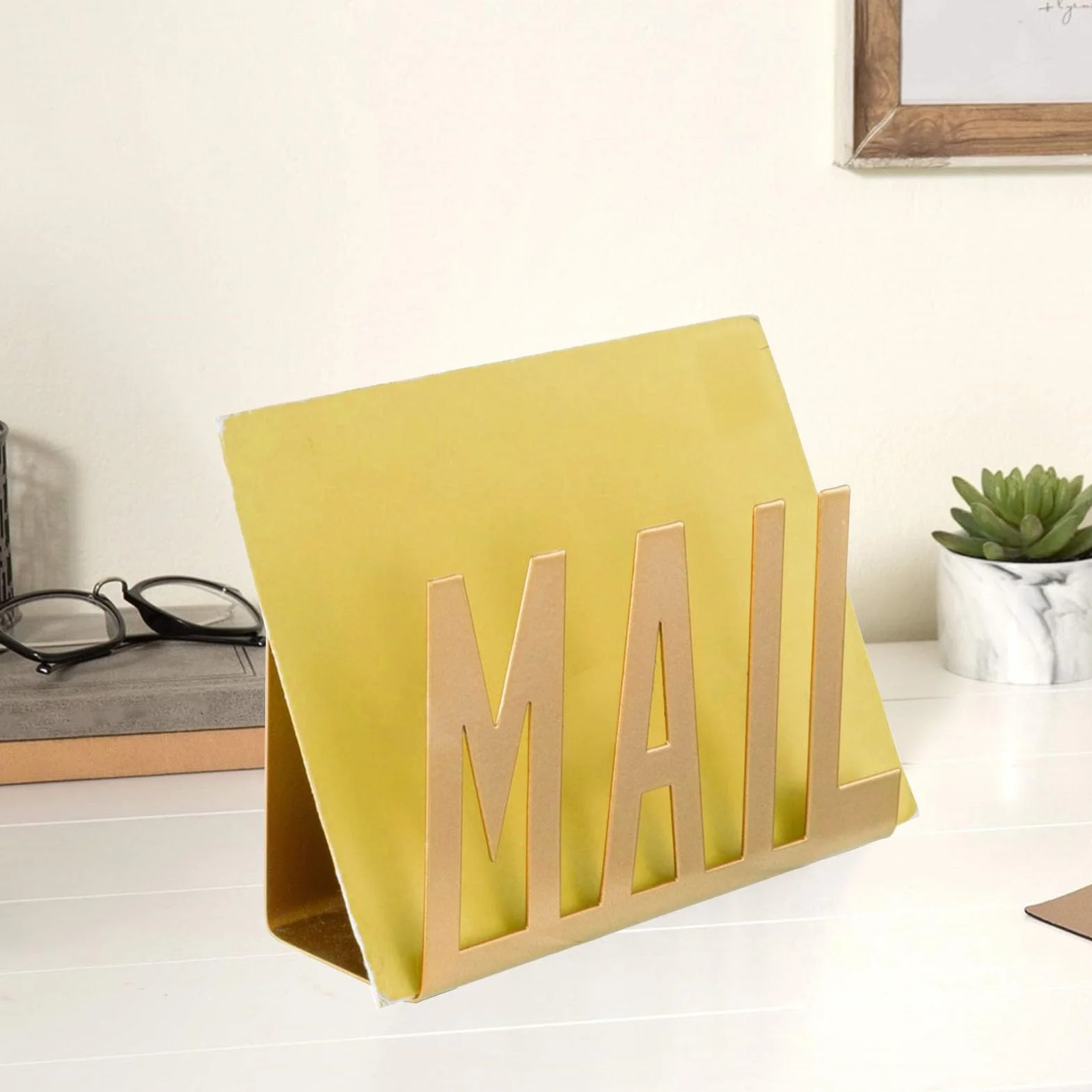 Support Courrier Métal Bureau Design Creux Factures Lettres Papiers (GOLD)