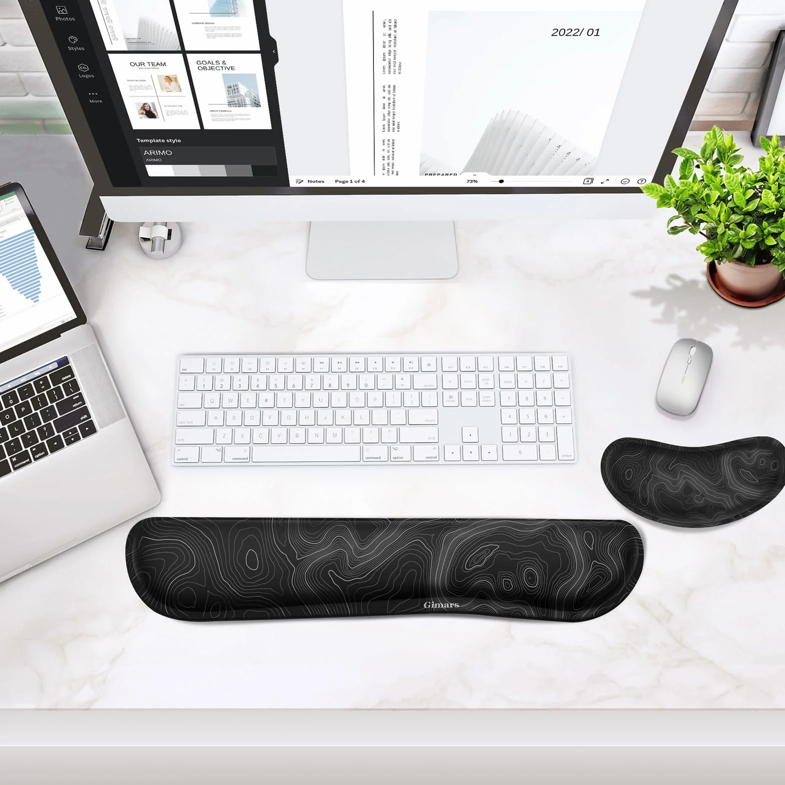 Gimars Repose Poignet Clavier Ergonomique Mousse à Mémoire Support Tapis Base Antidérapant PU Bureau Gamer