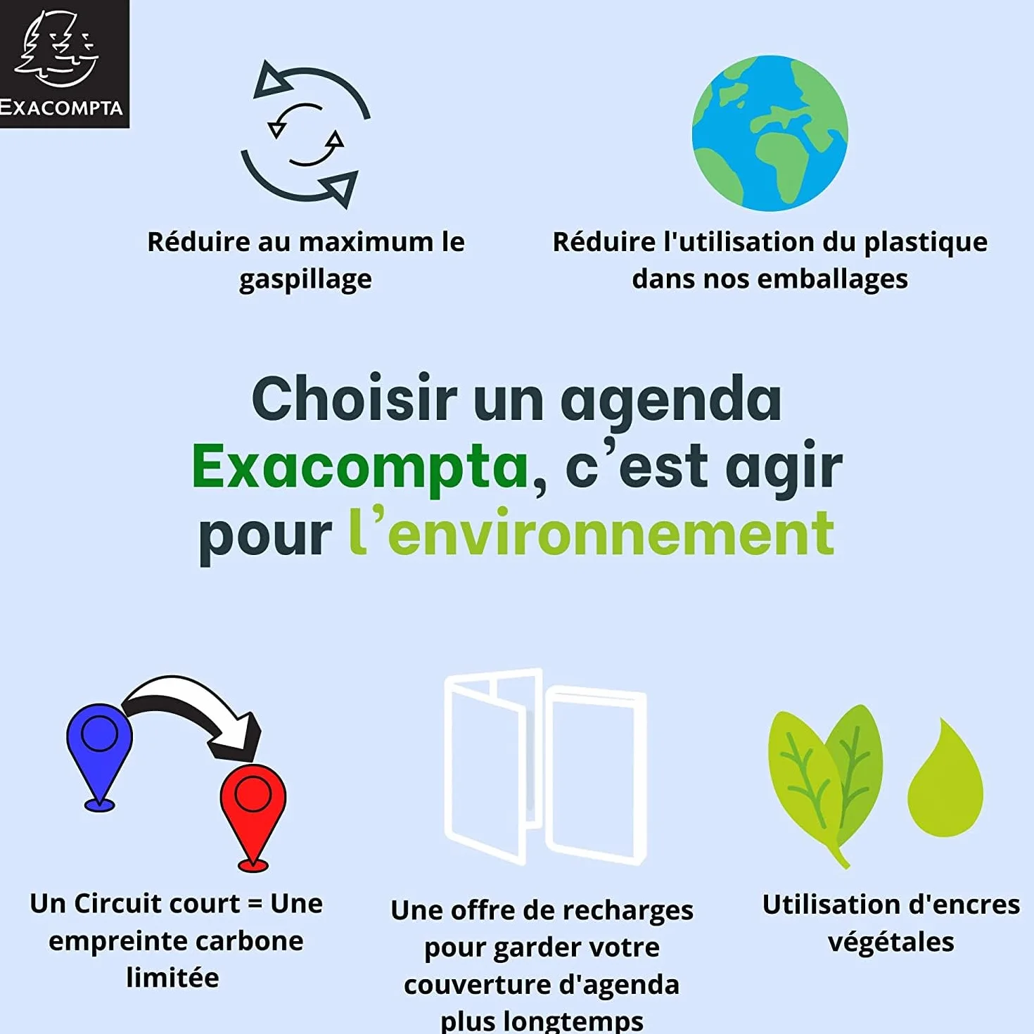 Exacompta 18260E Recharge Exatime Clairtime 1 jour par page Septembre 2026 à Août 2027 10,5 x 17,2 cm