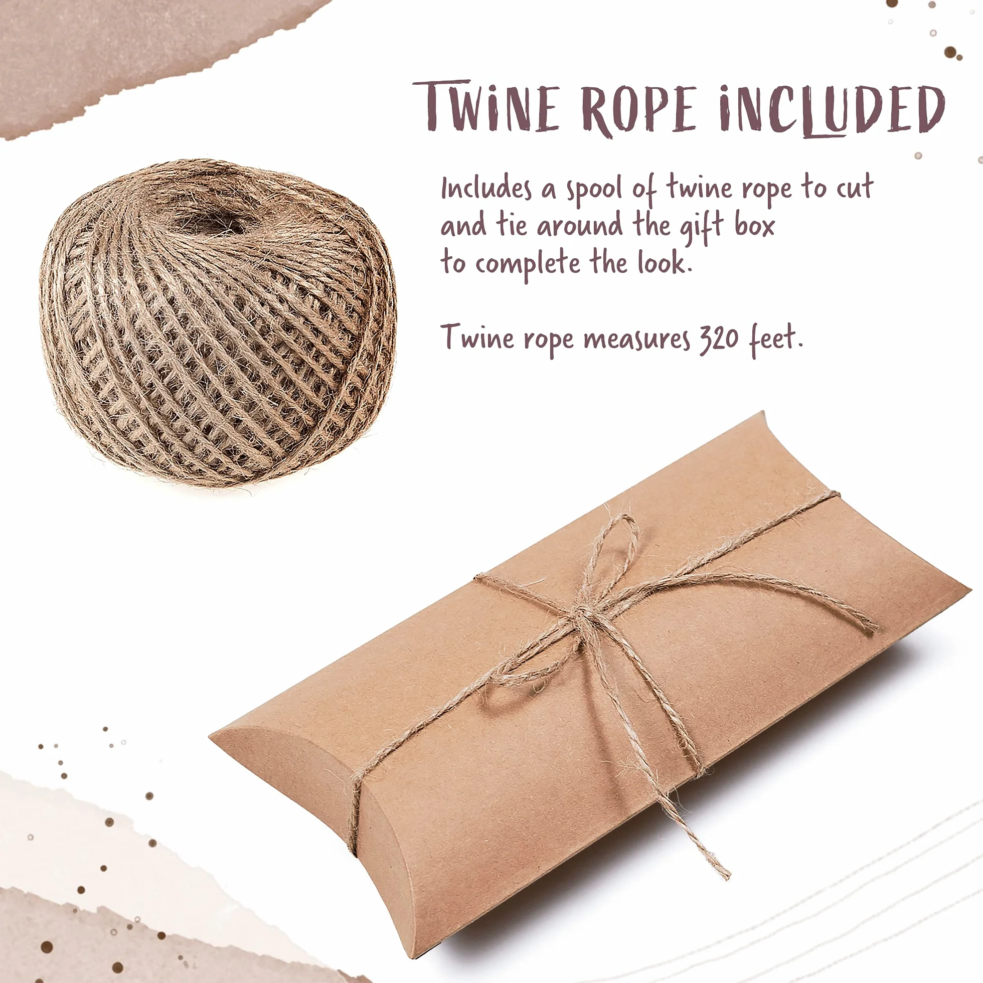 MATICAN 100-Pack Boîtes-Cadeaux en Forme de Coussin en Kraft 19x9,4x3 cm