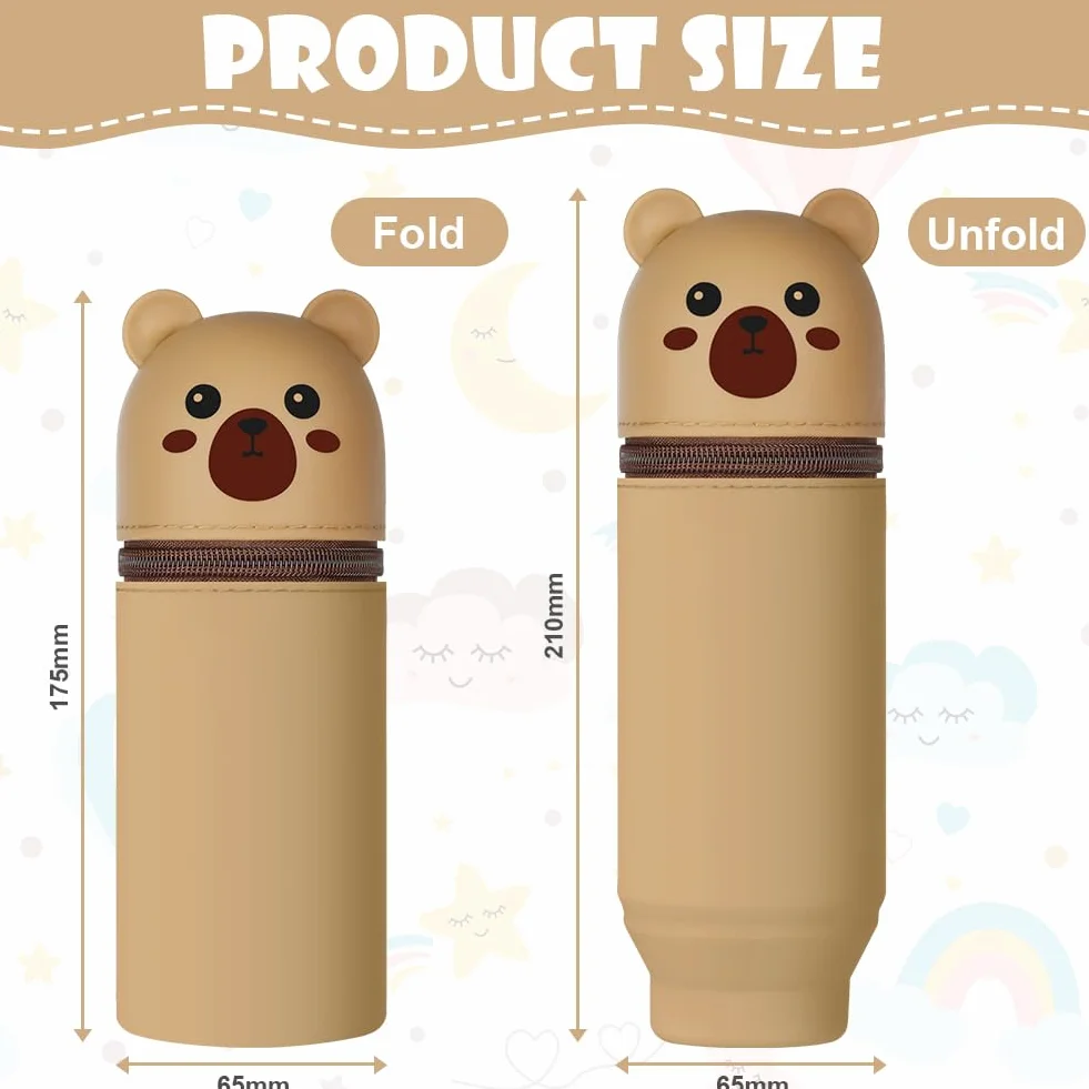 Vicloon Trousse Scolaire 2 en 1 Silicone Souple Rétractable Télescopique Kawaii