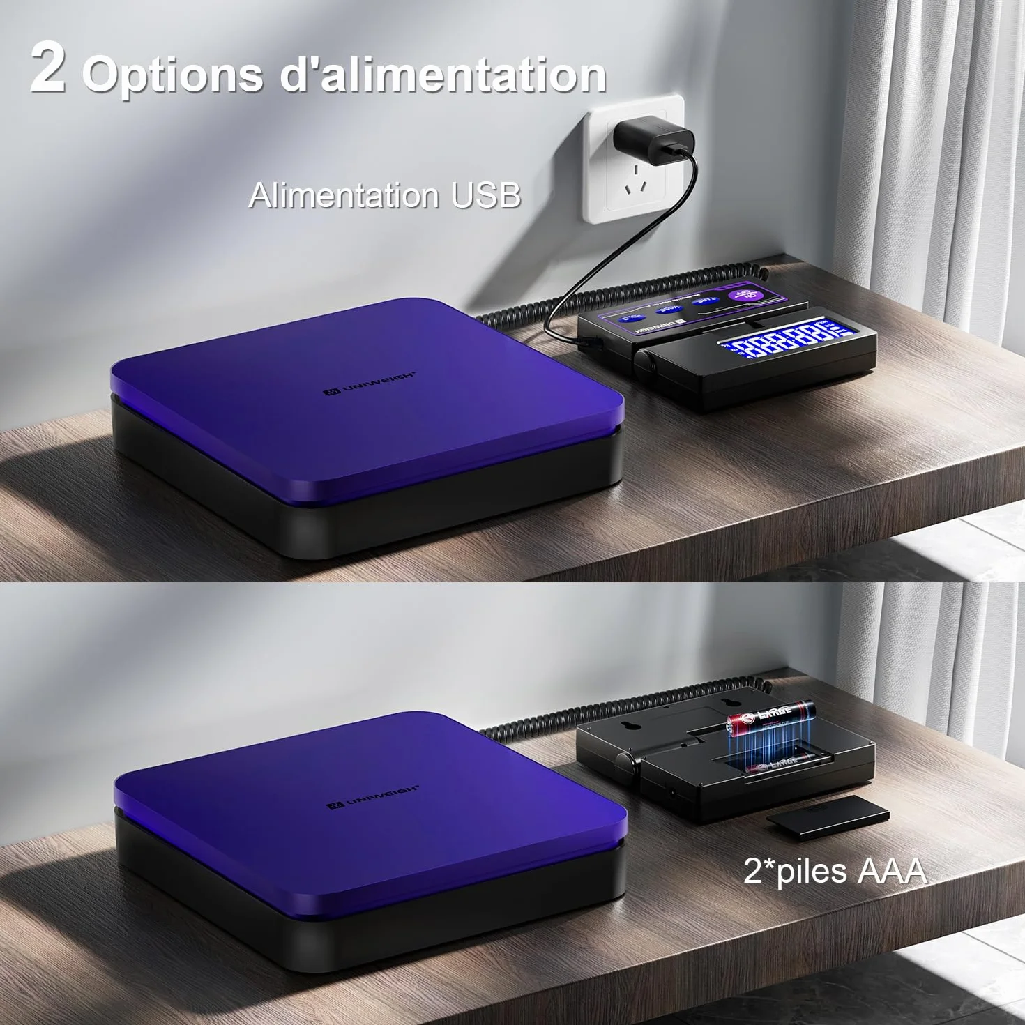 UNIWEIGH Balance d'expédition numérique 110lb/0.1oz, balance postale avec LCD, tare, arrêt automatique, Batterie/USB inclus