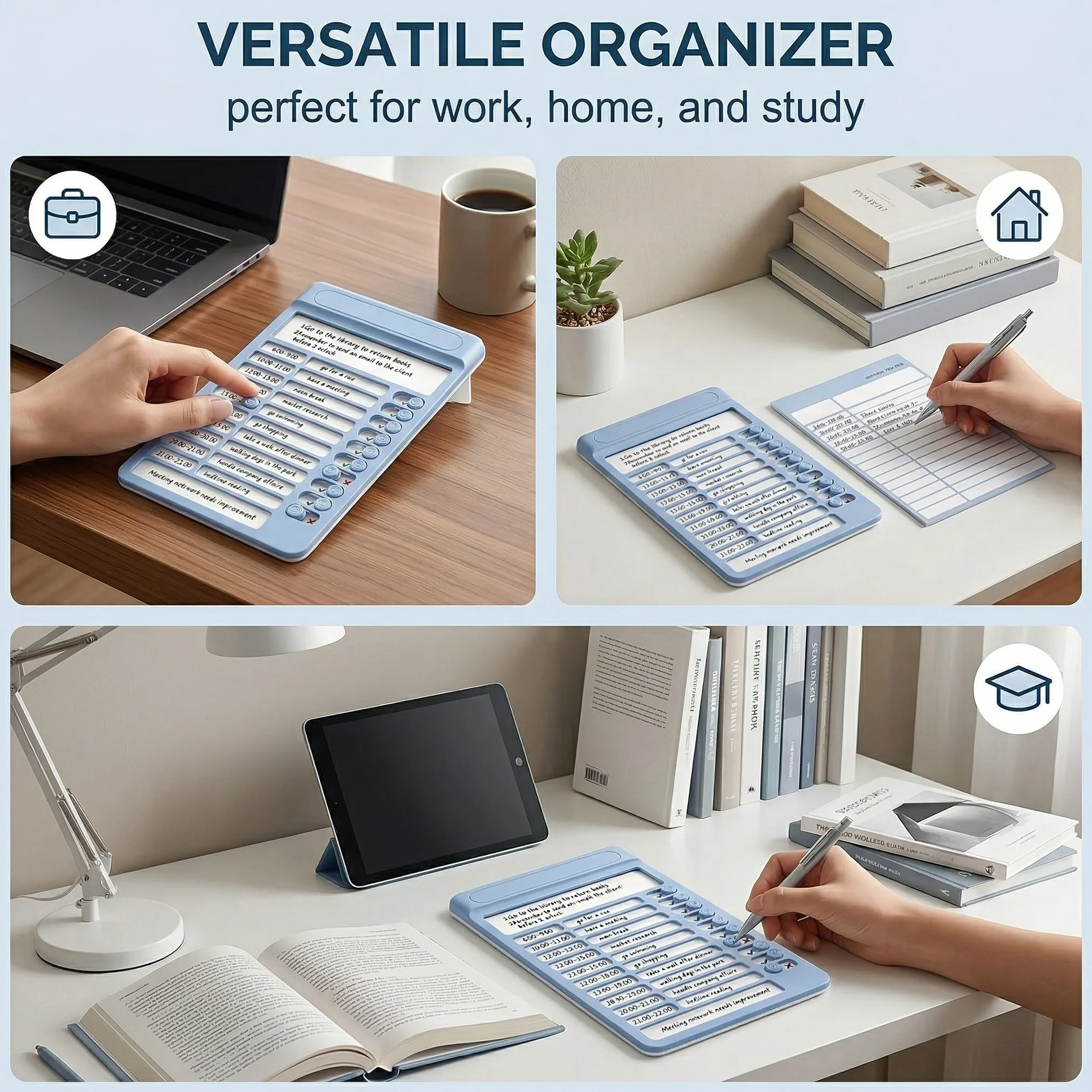 Tableau de Tâches à Faire pour Enfants, Liste de Choses à Faire avec 15 Feuilles, Tableau Magnétique To Do List Planning Familial (Bleu)