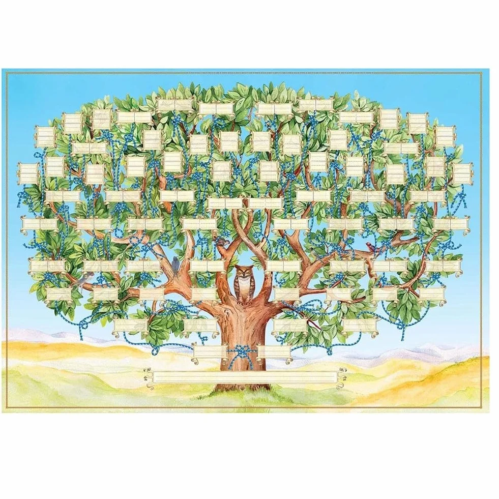 Tableau d'Arbre Généalogique à Remplir 6 Générations Affiche Ascendance Vierge Décoration Murale Cadeau Famille