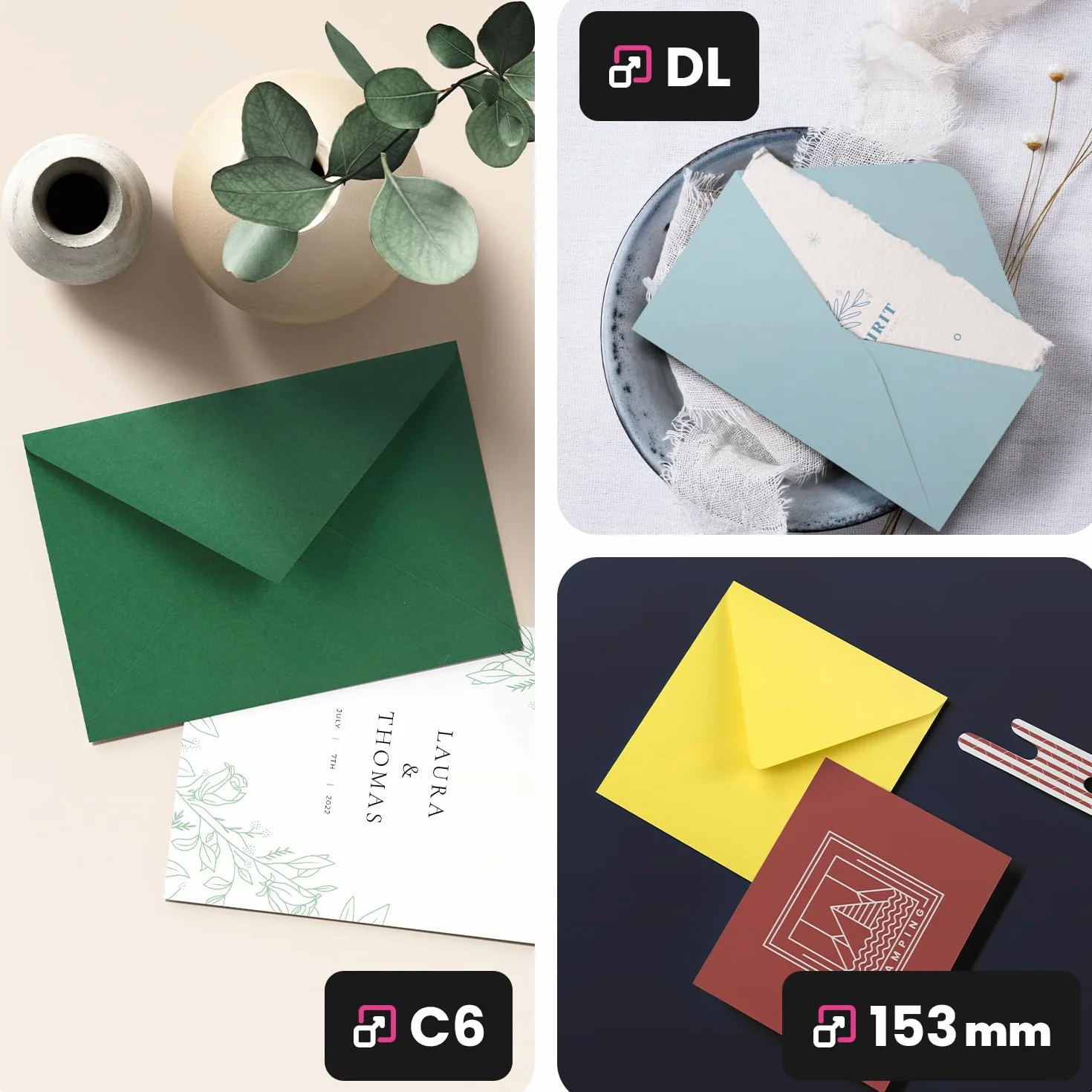 Sirio Color Netuno 25 enveloppes rouges C6 114 x 162 mm 115g Lampone enveloppes colorées faire-part lettres cartes vœux mariage anniversaire