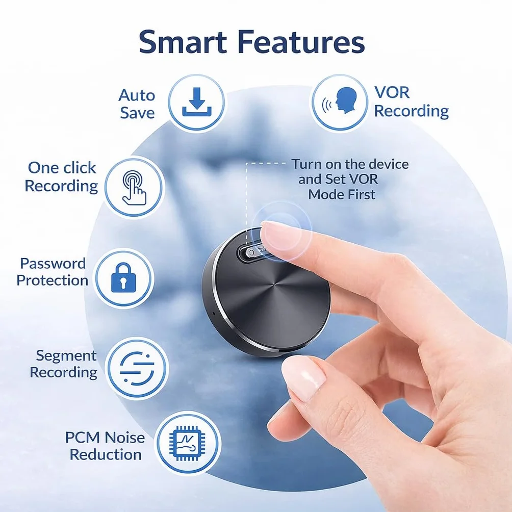 CleverTalk Q37 Enregistreur Vocal 64GB Audio HD 1536kbps USB-C Activation Vocale App Mobile Cloud Européen RGPD