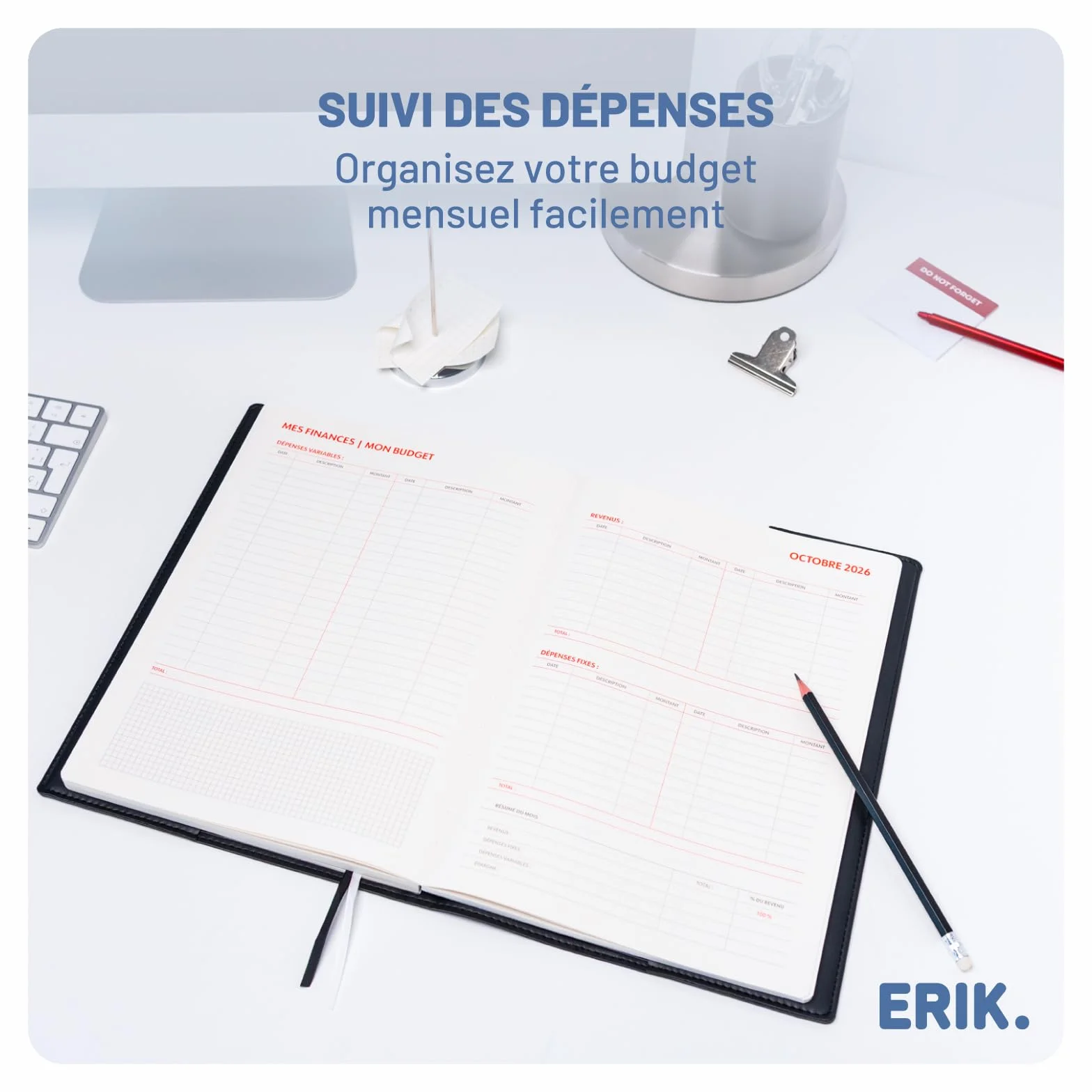 Agenda A4 2026 Semainier Vertical en Français, Carnet de Rendez-Vous Professionnel