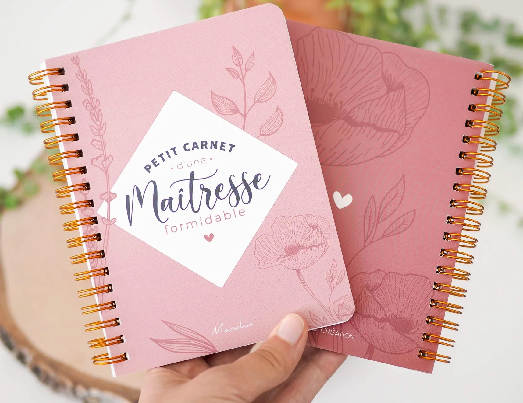 Carnet Maîtresse Formidable - Petit Carnet à Spirale 120 Pages 16x12cm Motif Feuilles