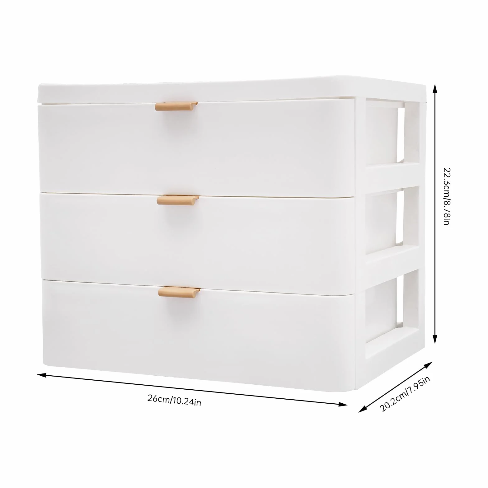 Organisateur de bureau 3 tiroirs blanc 26x20x22 cm empilable