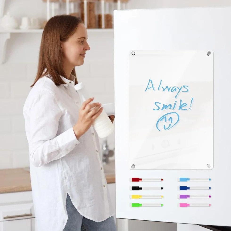 Calendrier Magnetique Frigo Transparent Tableau Magnétique en Acrylique 20 x 30 cm Effaçable avec Marqueurs et Gomme