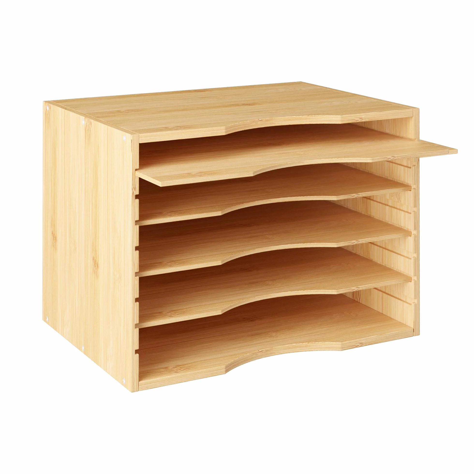 FOREHILL Organisateur de Bureau en Bambou 5 Couches Rangement Documents 36x25x26cm