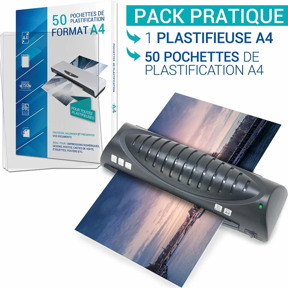 Plastifieuse A4 A5 A6 A7 Compacte Rapide 50 Pochettes