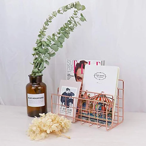 Organisateur de Courrier Bureau Trieuse 3 Fentes Métal Or Rose Porte-Courrier