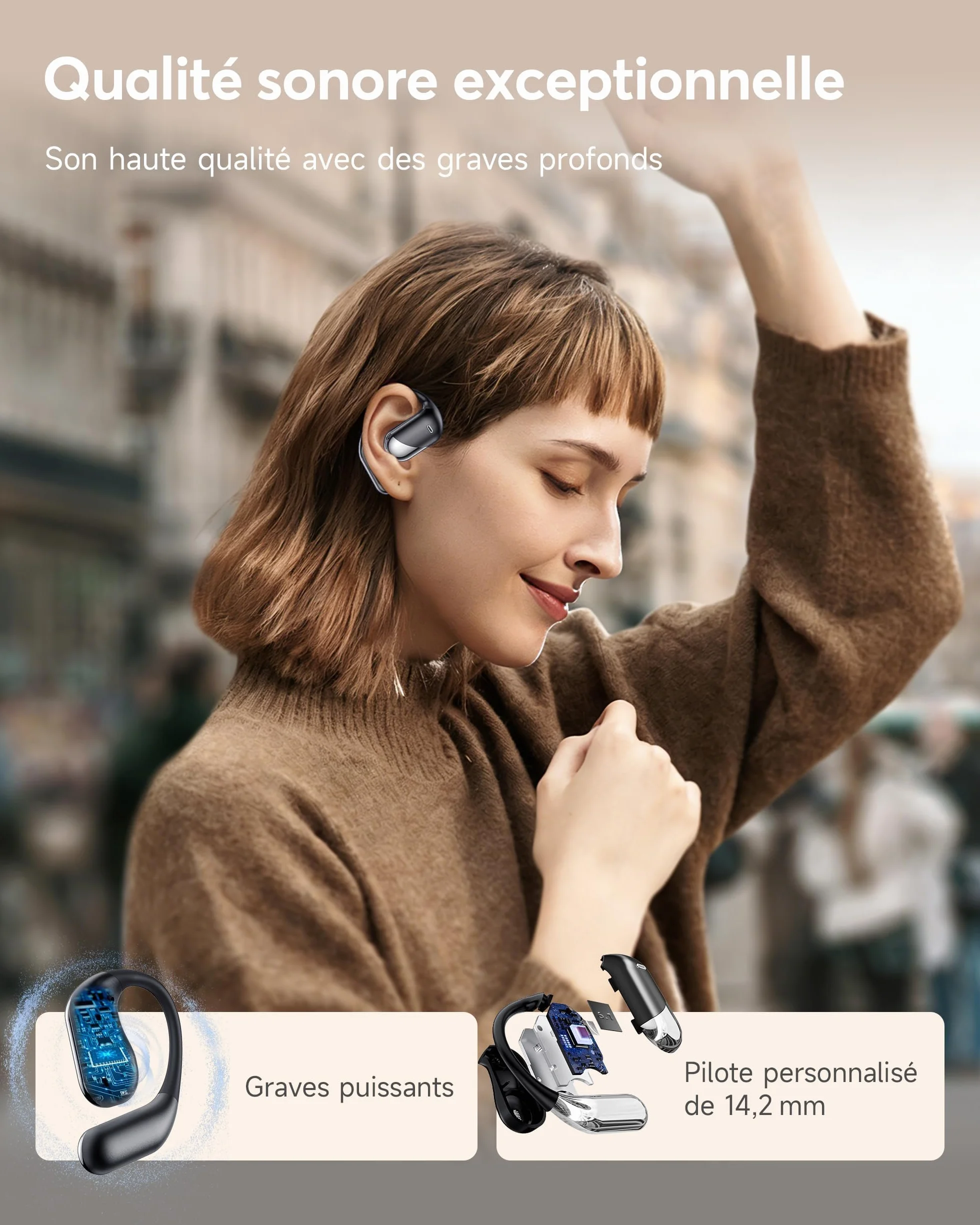 Paekole Écouteurs Traducteurs sans Fil Bluetooth 6.1, 198 Langues, Autonomie 80h
