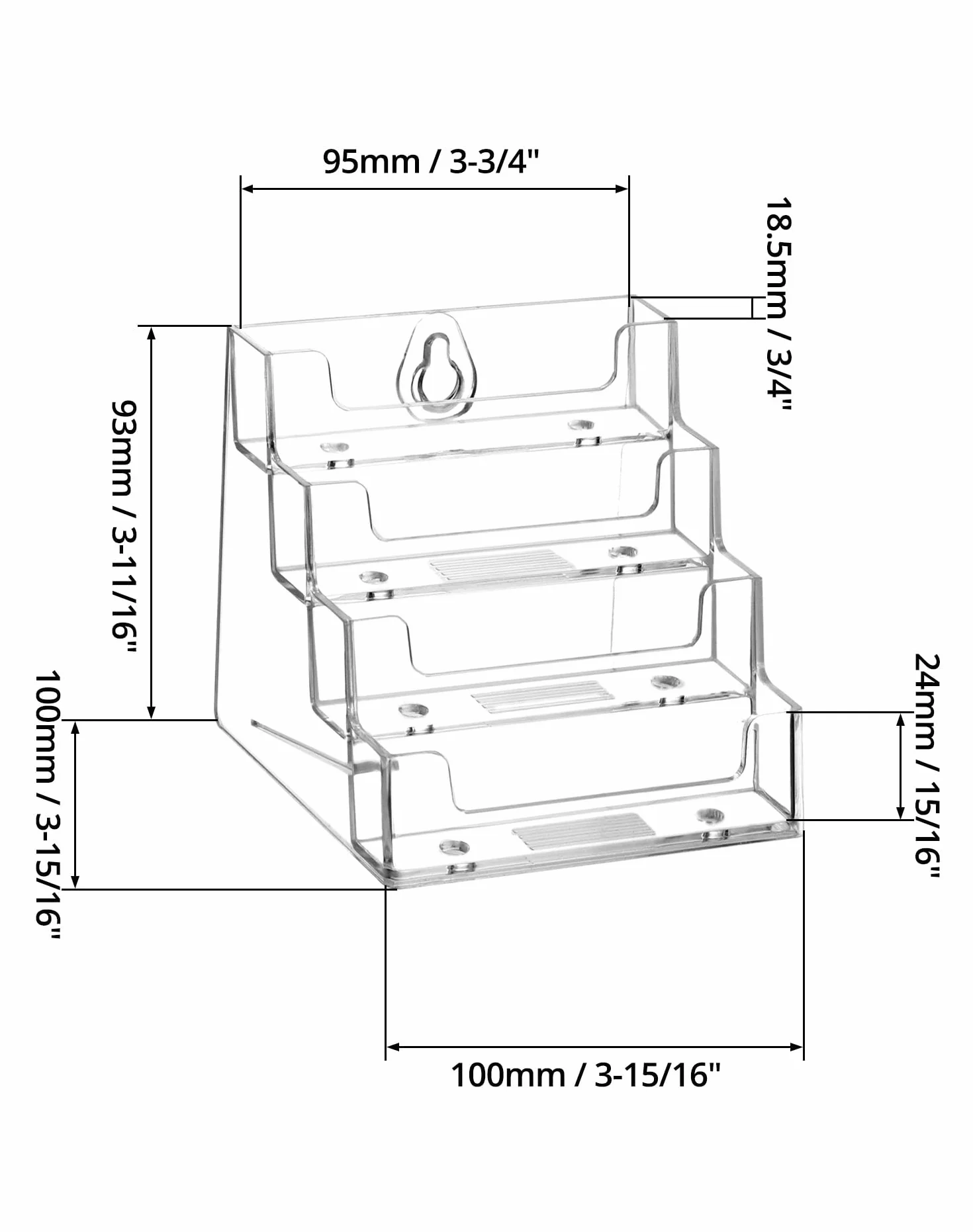 QWORK® 2 Pièces Porte-cartes de Visite en Acrylique 4 Compartiments Support Transparent Bureau