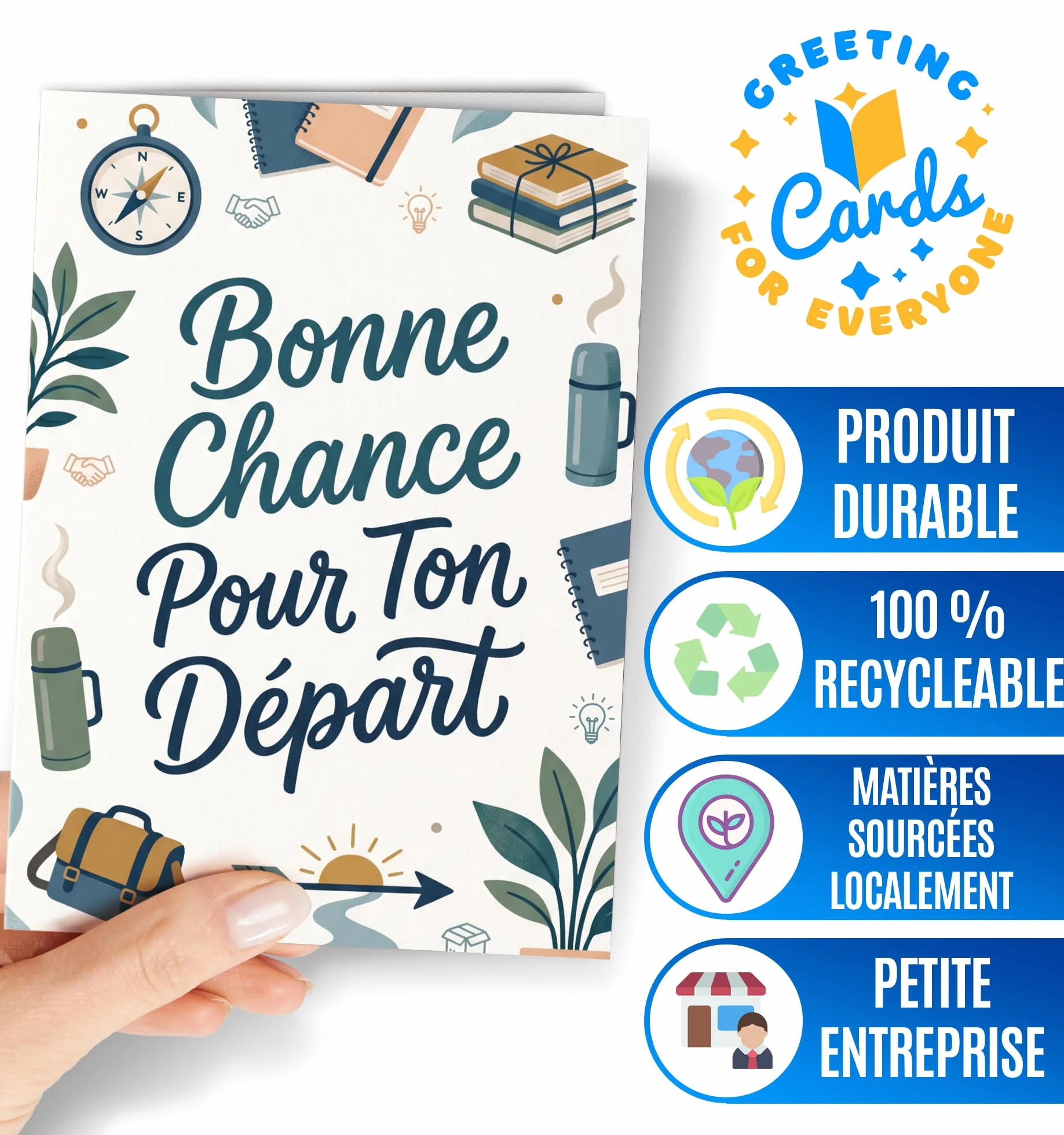 Carte d'Adieu Collègue - Départ - Félicitations Nouvel Emploi - Au Revoir, Bonne Chance