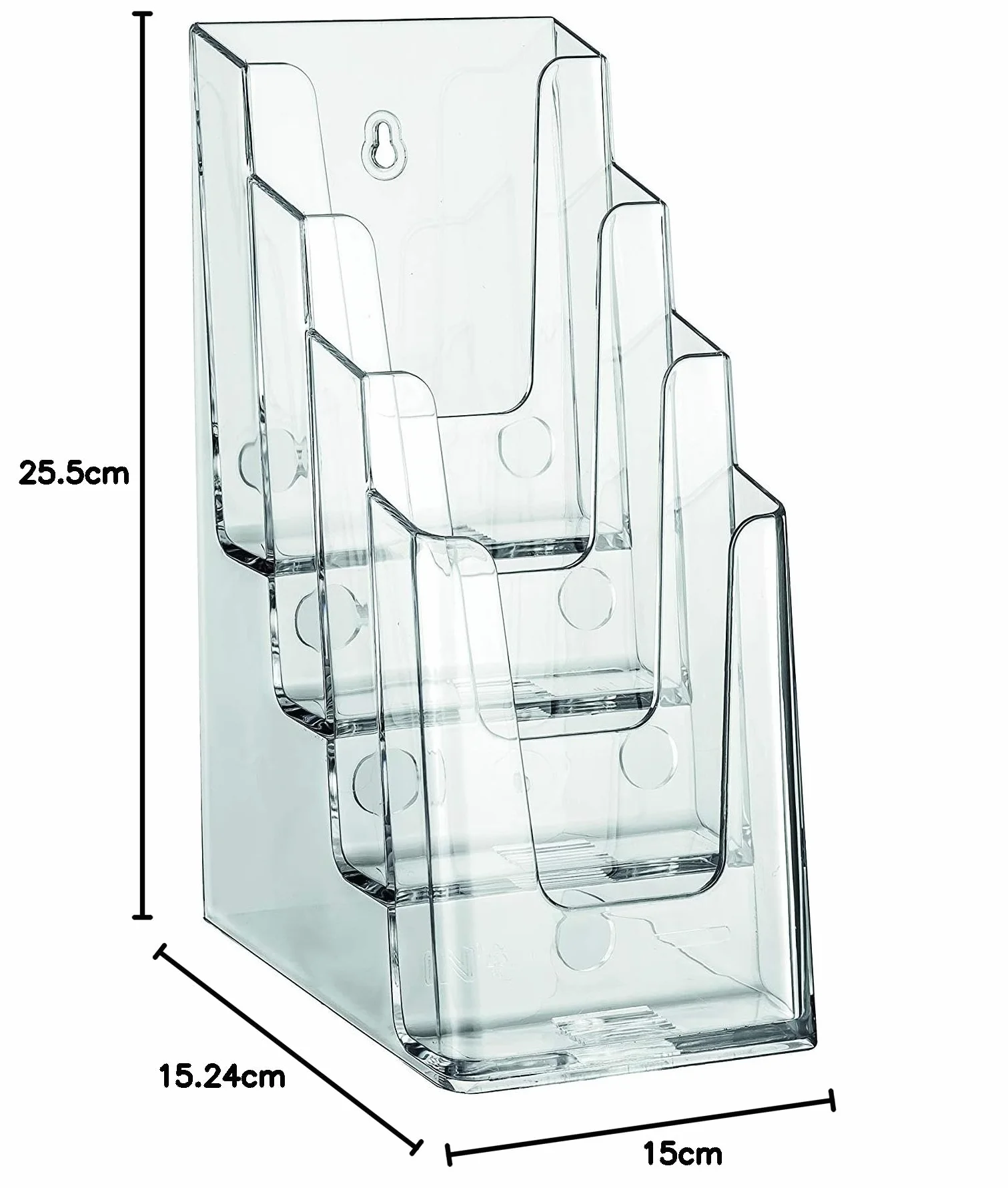 EUROPEL Porte-brochures multicases acrylique transparent 4 compartiments 1/3 A4 présentoir mural
