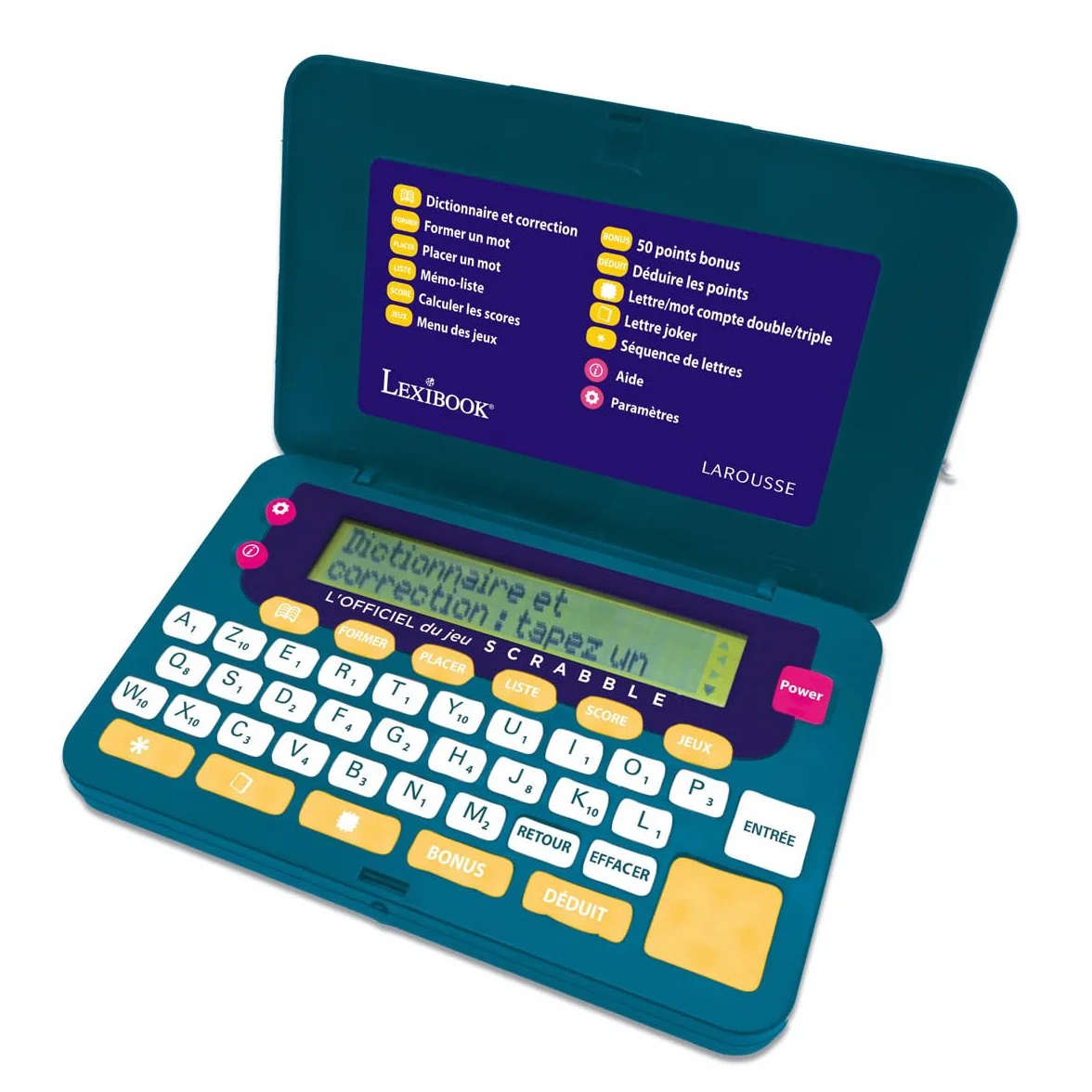Lexibook Dictionnaire électronique Scrabble ODS9 Larousse FISF, Large Touches, Vert/Bleu, SCR9FRLXB