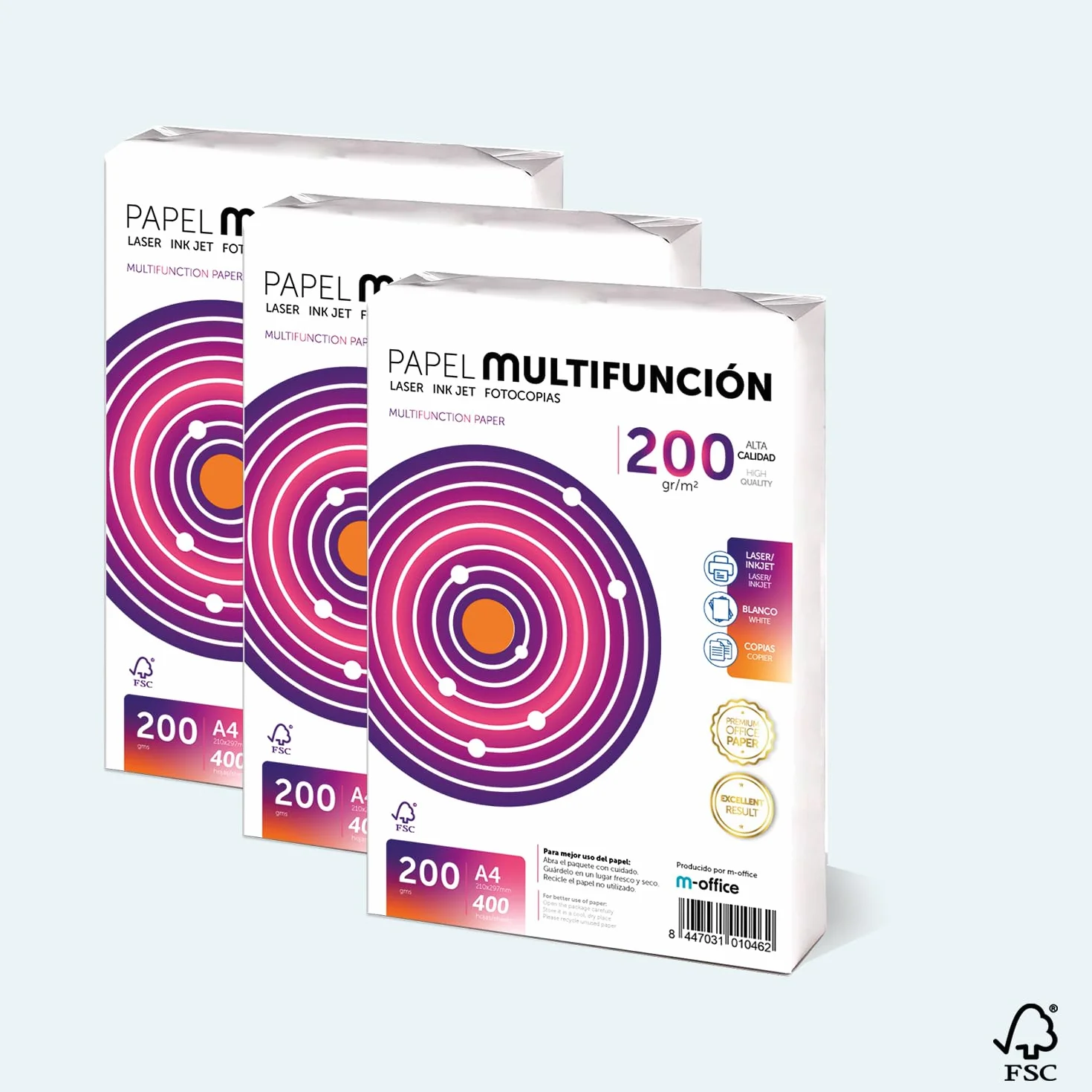 Papier A4 200g 100 feuilles multifonction pour imprimante laser jet d'encre photocopieuse fax bureau scolaire m-office