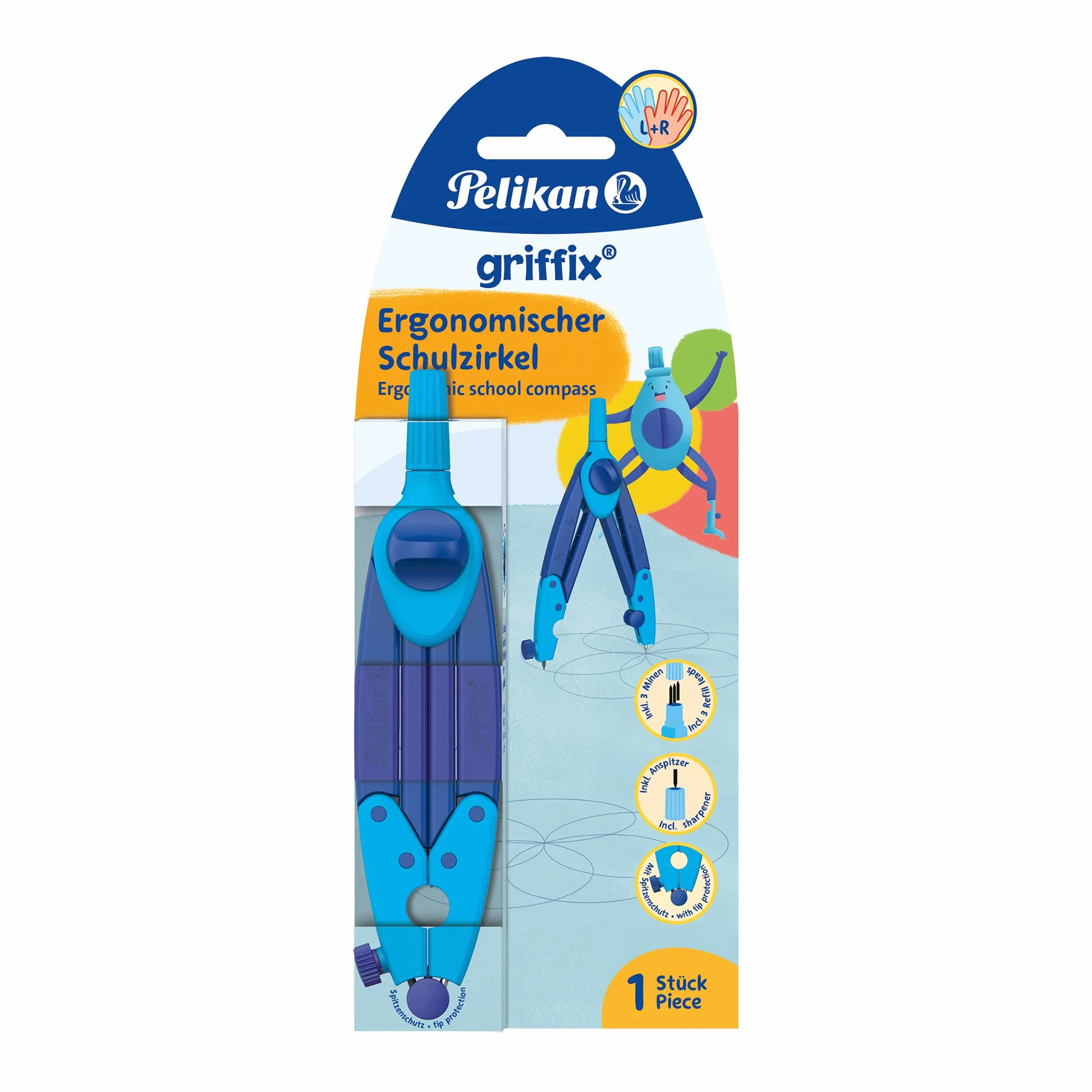 Pelikan Griffix Compass Longue Ergonomique avec Recharges et Taille-crayon