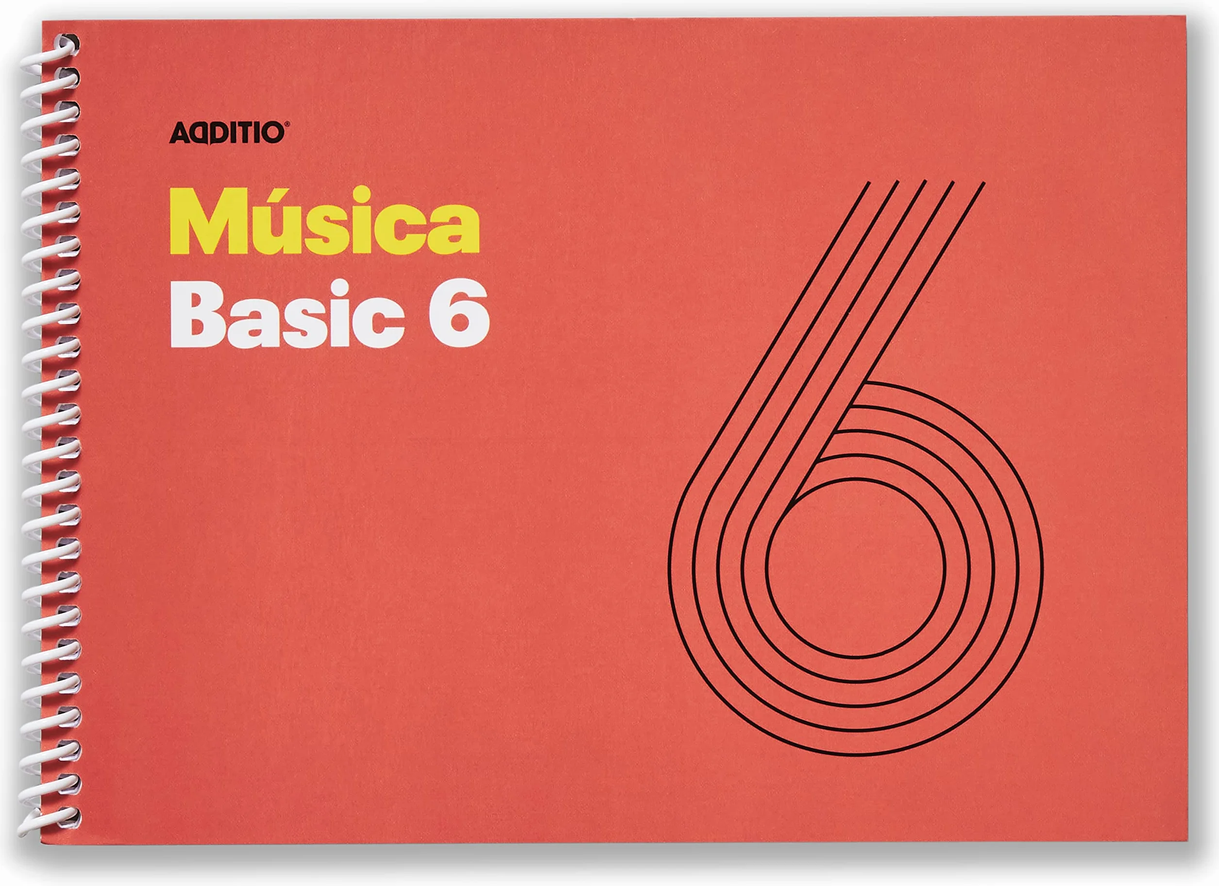 Cahiers de musique BASIC 6 - 6 pentagrammes 9 mm, 50 pages, A5 paysage, spirale, rouge