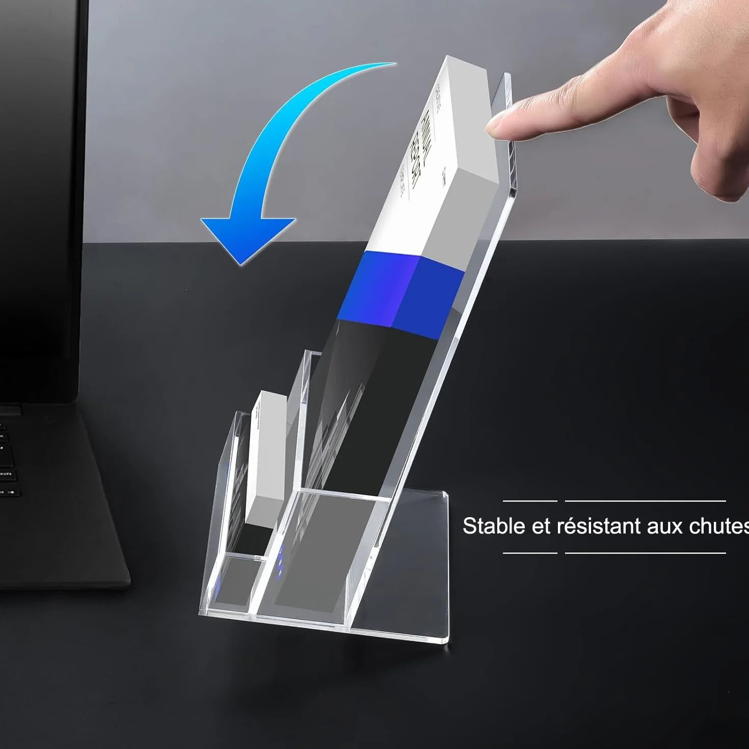 Lot de 2 porte-brochures A4 en acrylique transparent avec porte-cartes de visite intégré