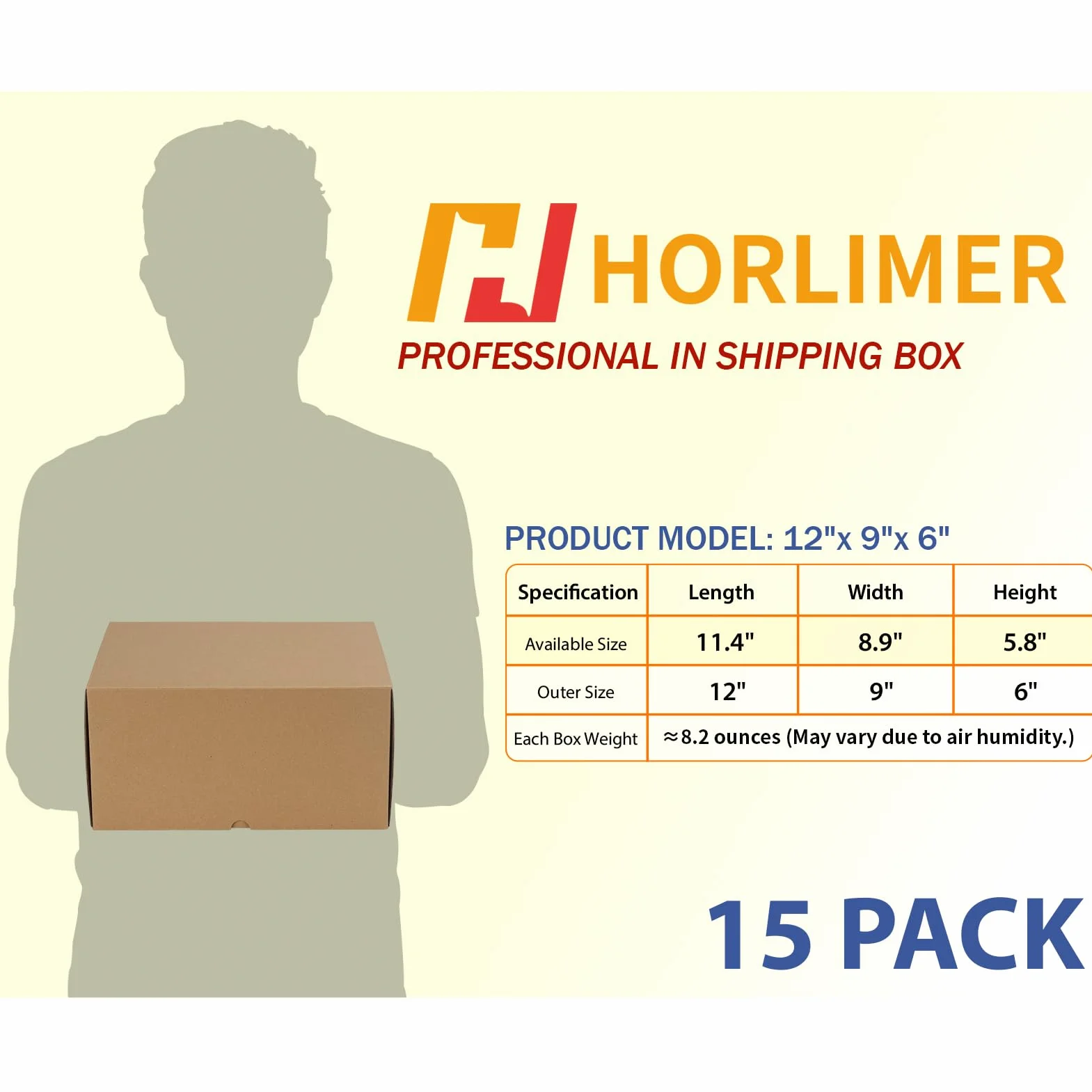 HORLIMER Petite Boîte d'expédition 30,5x22,9x15,3 cm Marron Lot de 15 Boîte en Carton Pliables