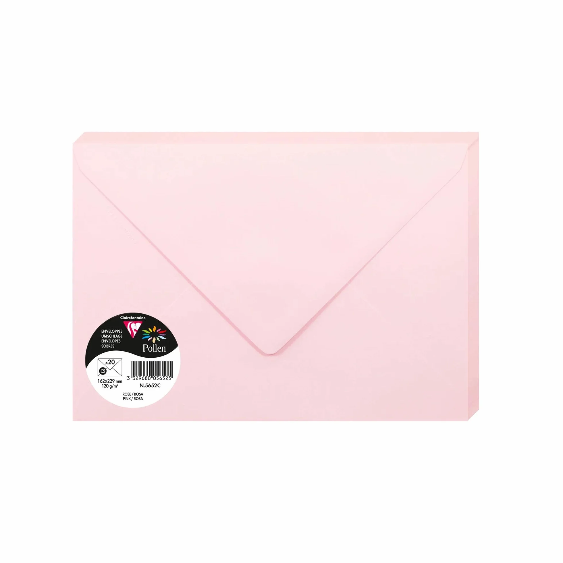 Clairefontaine Enveloppes C5 16,2x22,9cm 120g/m² Roses Paquet de 20