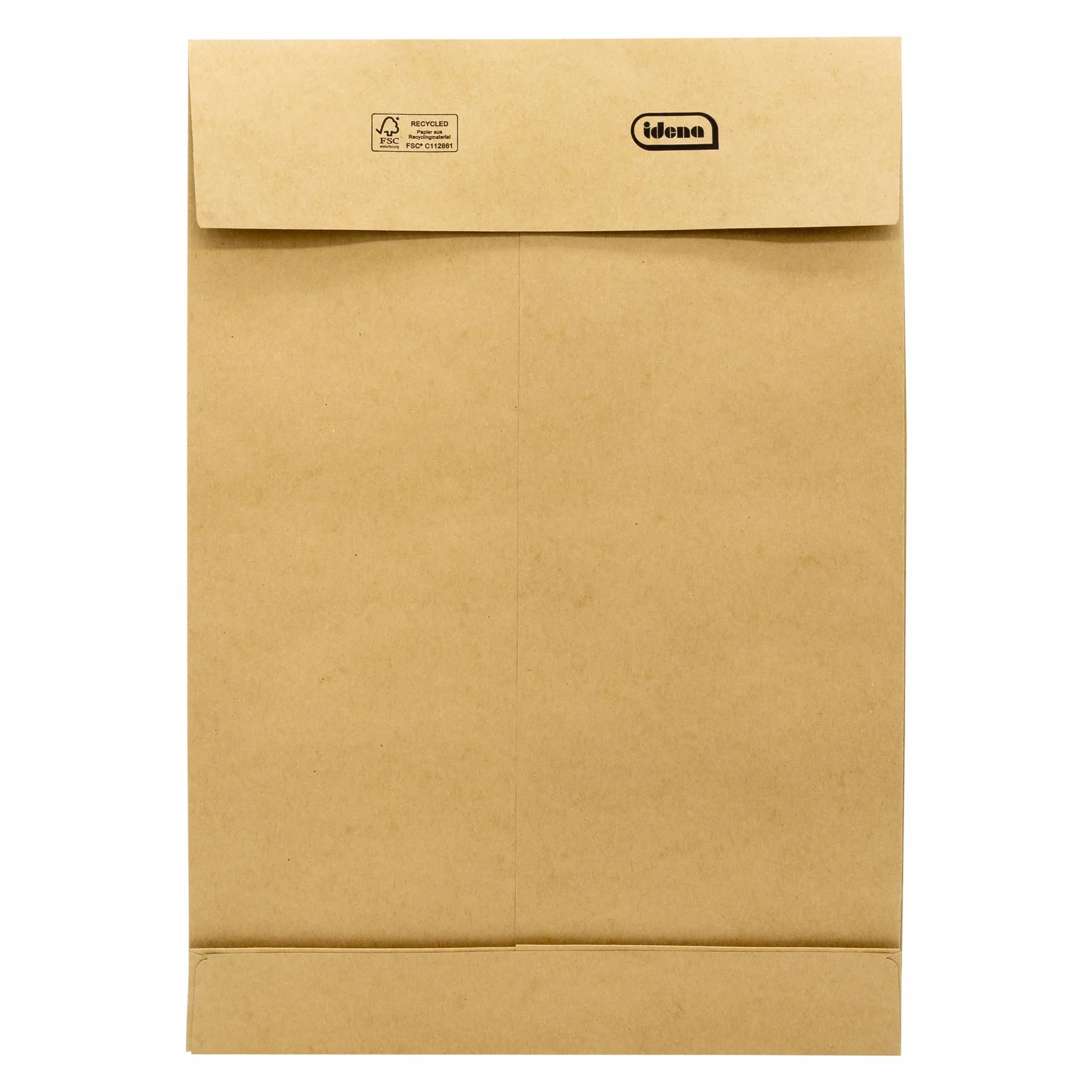 Pochettes d'expédition DIN B4, Idena, 10 pièces, adhésives, soufflet de fond 4 cm, papier FSC recyclé 140 g/m² marron