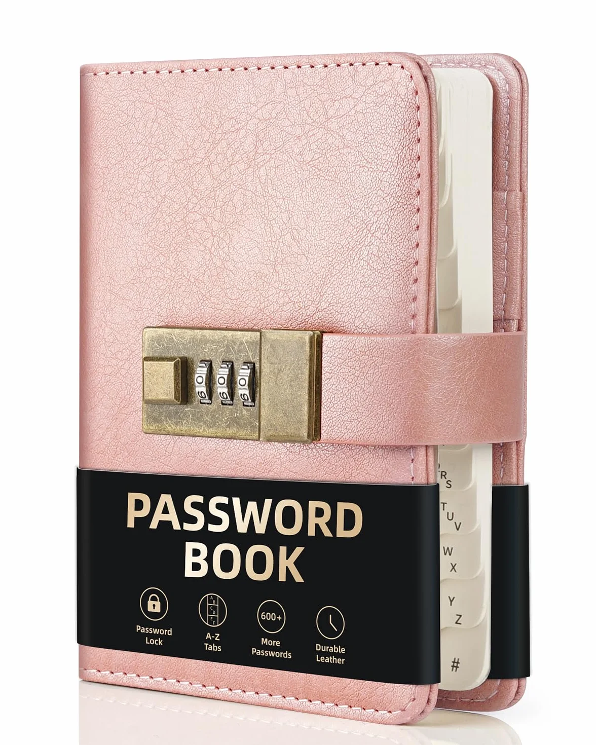 WEMATE Livre de mots de Passe Verrouillable, Organisateur de Codes, 600 Espaces, Rose