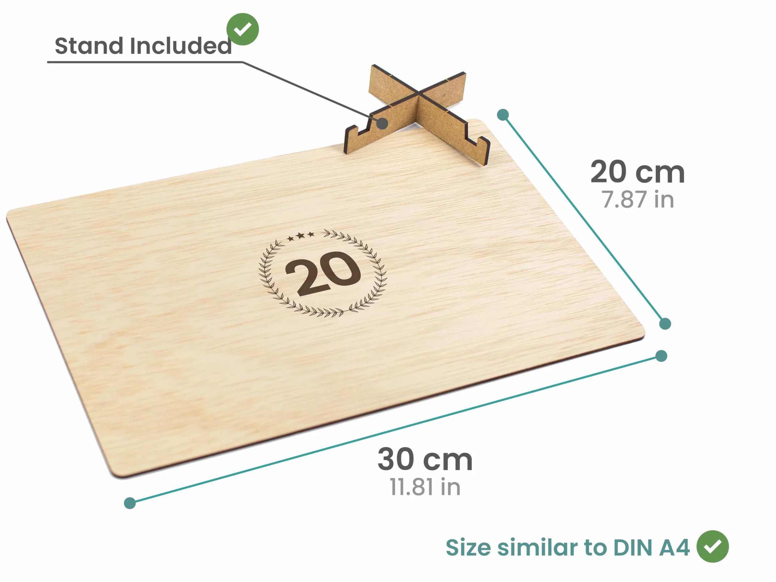 CONTRAXT Carte Anniversaire 20 ans Bois Cadeau original joyeux anniversaire mariage Numéro 20 livre d'or alternatif en bois décoration fête homme femme garcon enfant