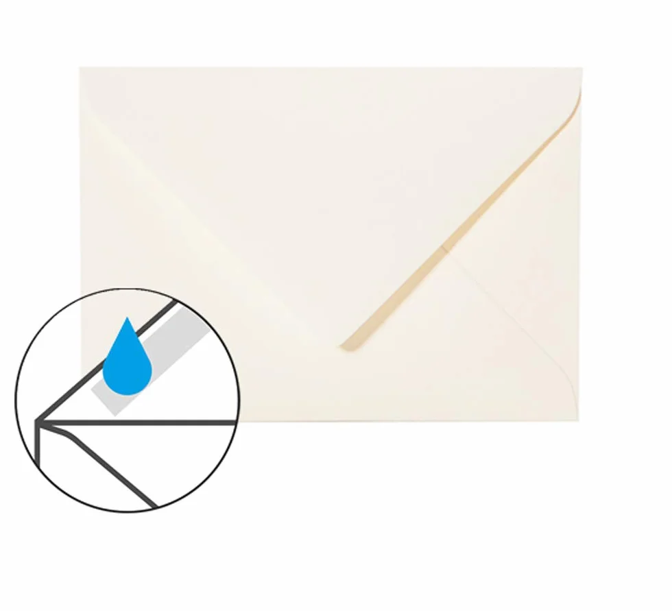 Enveloppes DIN C6 114 x 162 mm Lot de 50, fermeture humide, couleur crème