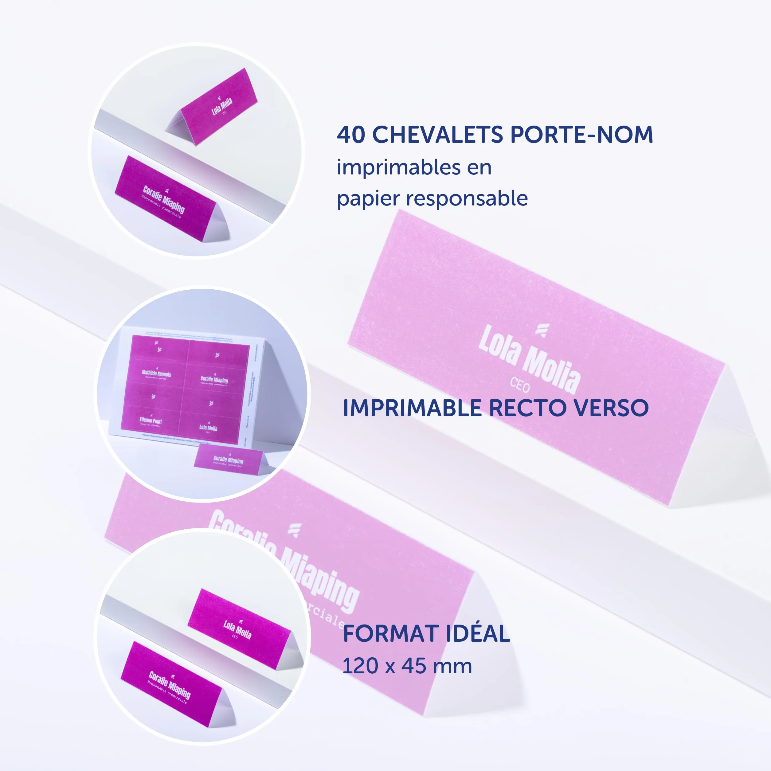 Avery 40 porte-noms imprimables micro-perforés 120 x 45 mm cartes de table personnalisables